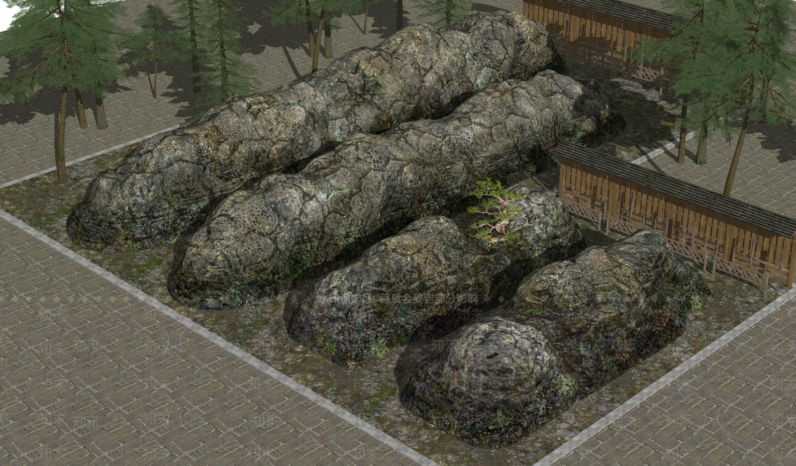 中式日式雕塑小品SU模型下载【ID:1192135823】