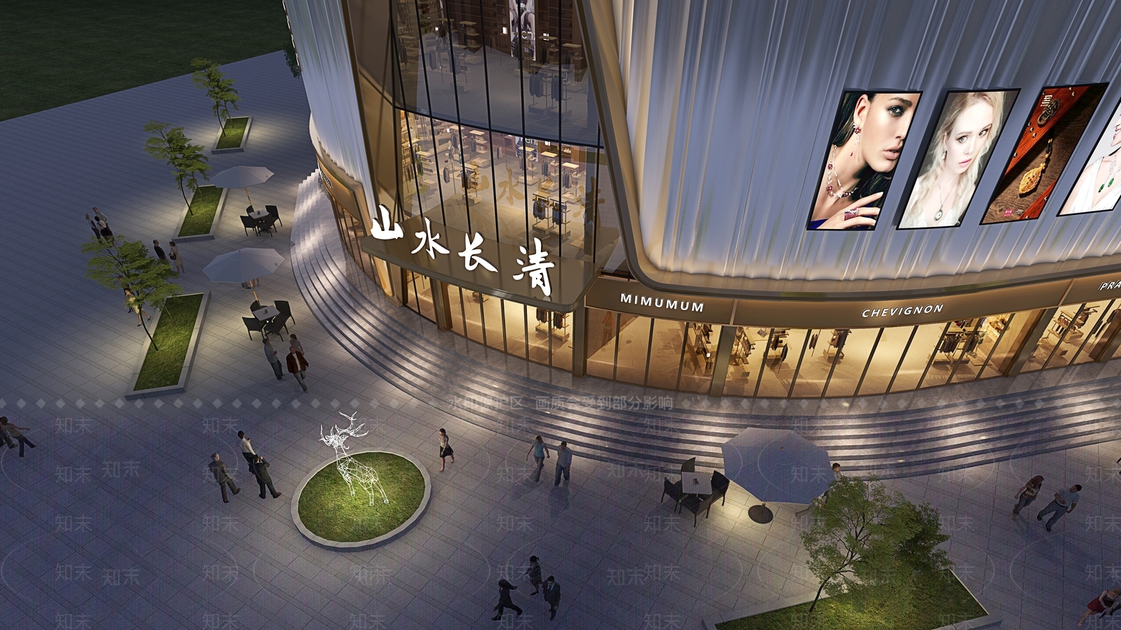现代轻奢商场外观3D模型下载【ID:1192136280】