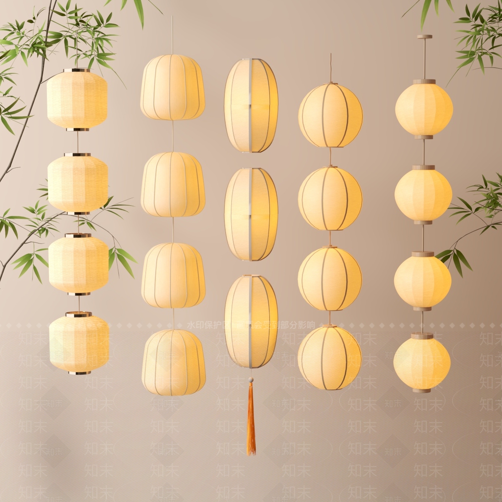 现代新中式灯笼3D模型下载【ID:1192137549】
