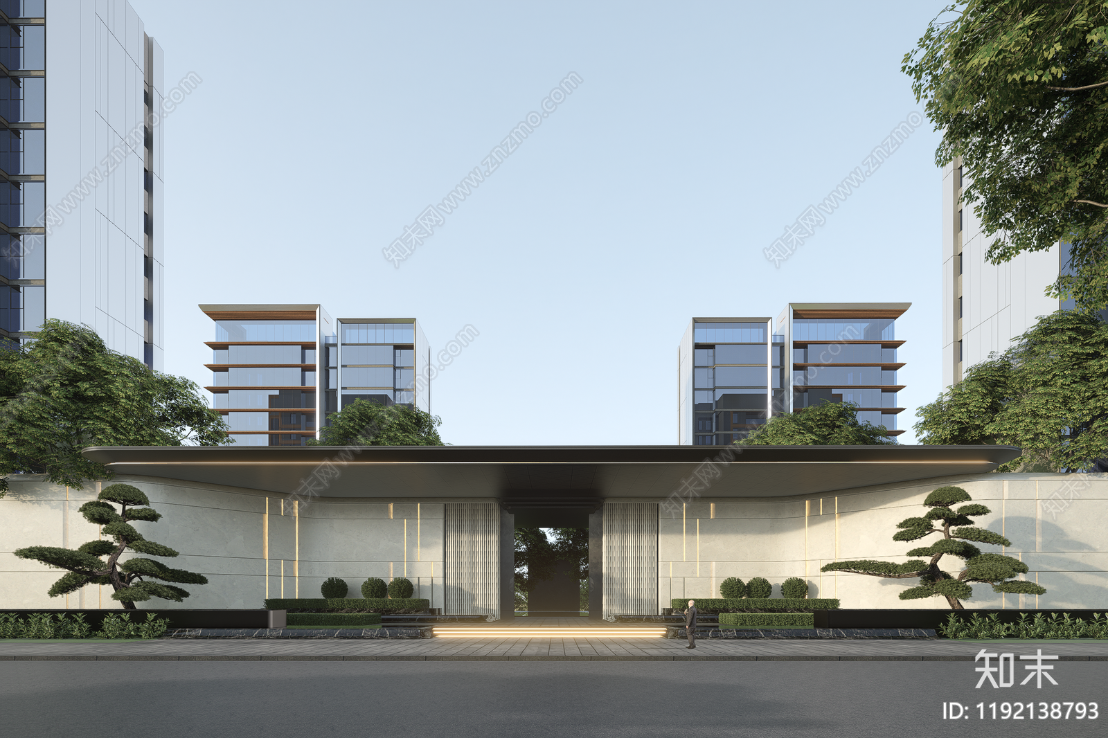 现代轻奢小区建筑SU模型下载【ID:1192138793】