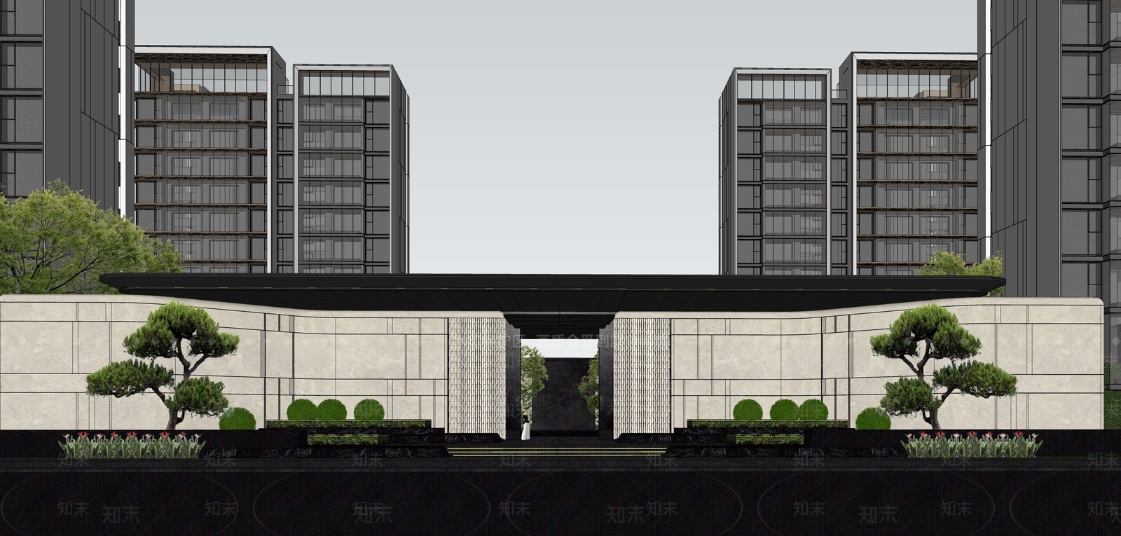 现代轻奢小区建筑SU模型下载【ID:1192138793】