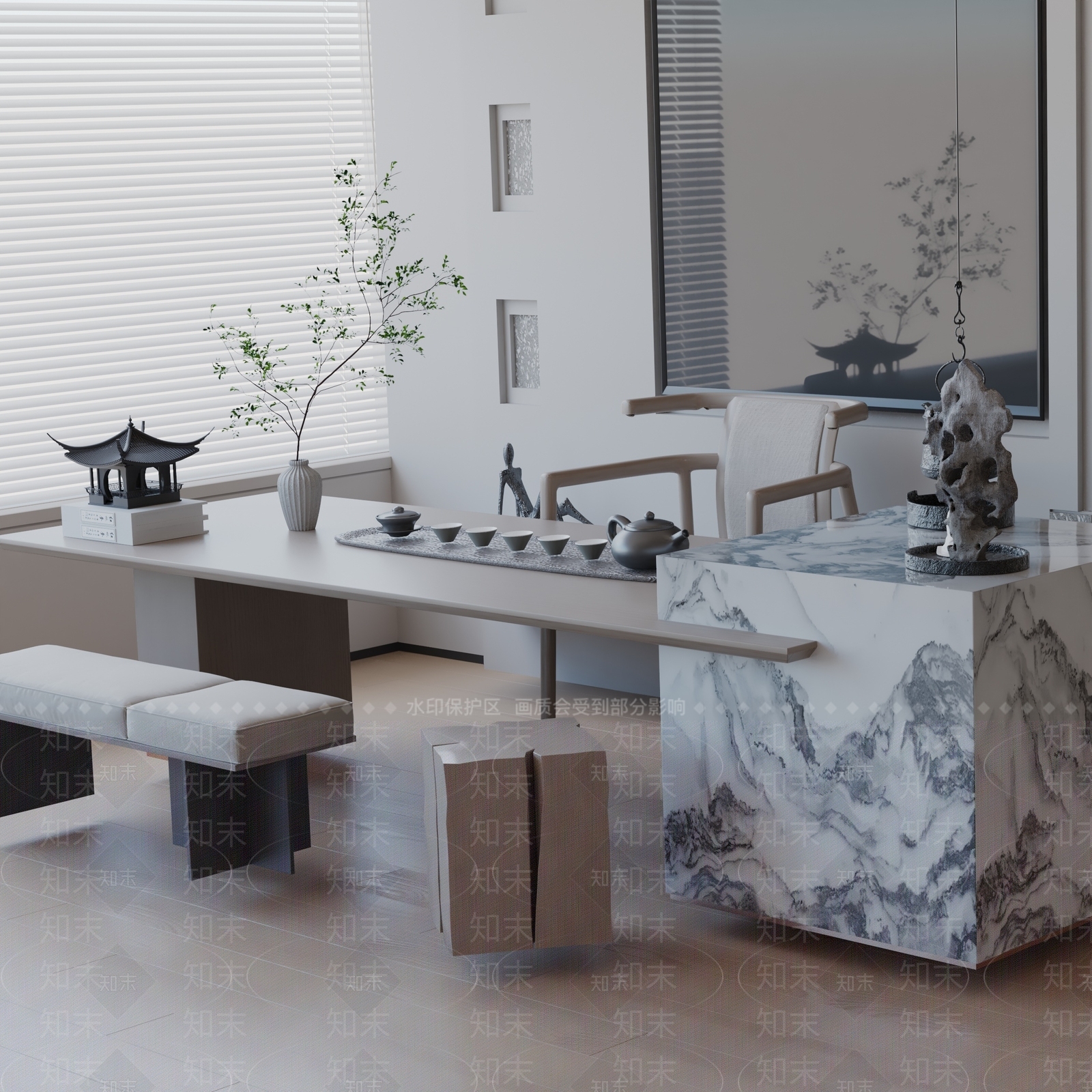 现代茶室3D模型下载【ID:1192142088】
