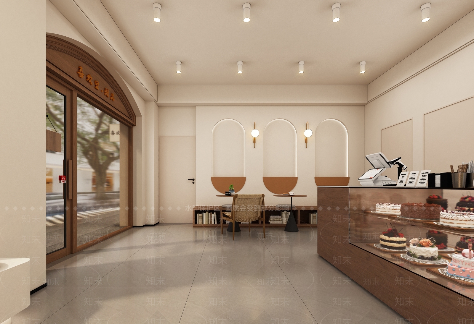 奶油简约甜品面包店3D模型下载【ID:1192143643】