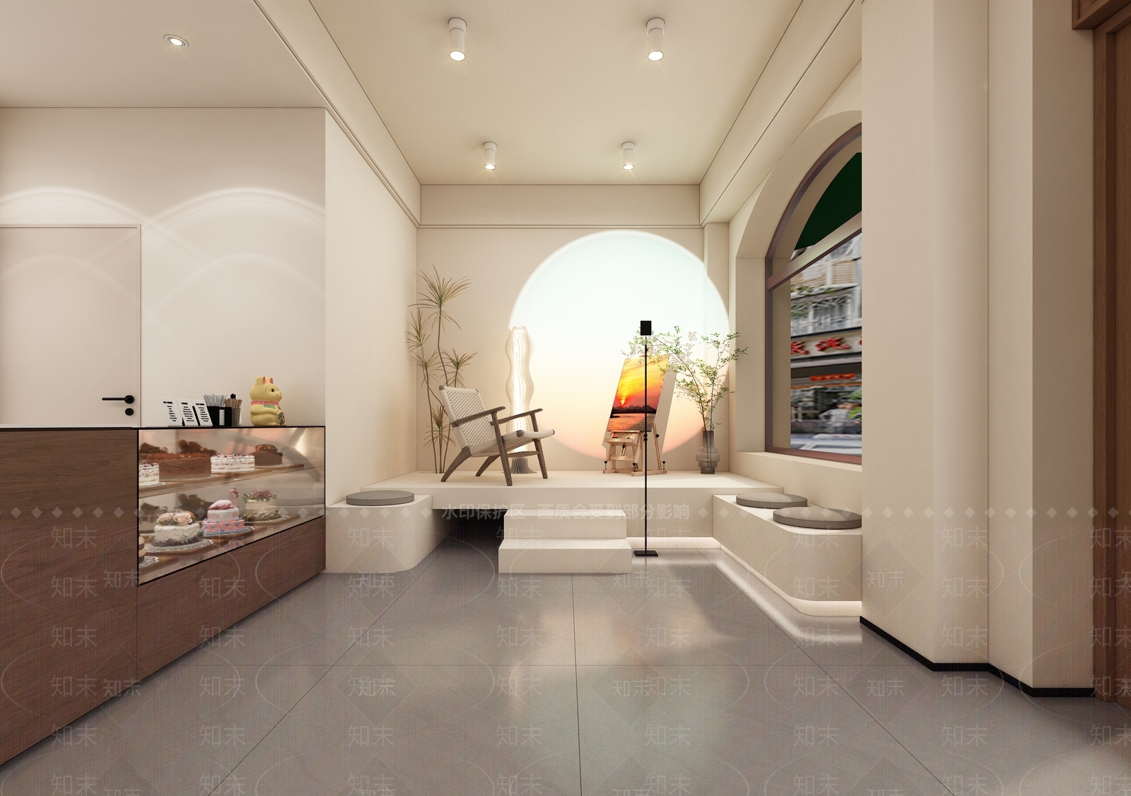 奶油简约甜品面包店3D模型下载【ID:1192143626】