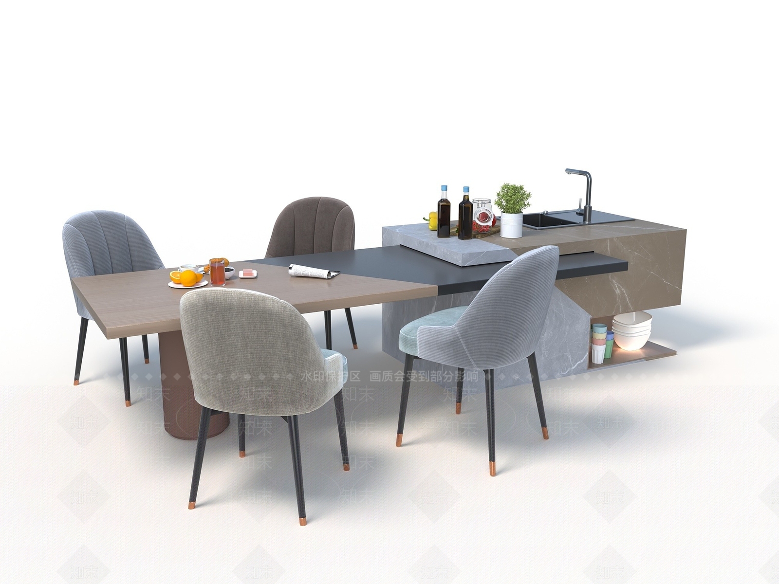 现代书桌椅3D模型下载【ID:1192149775】