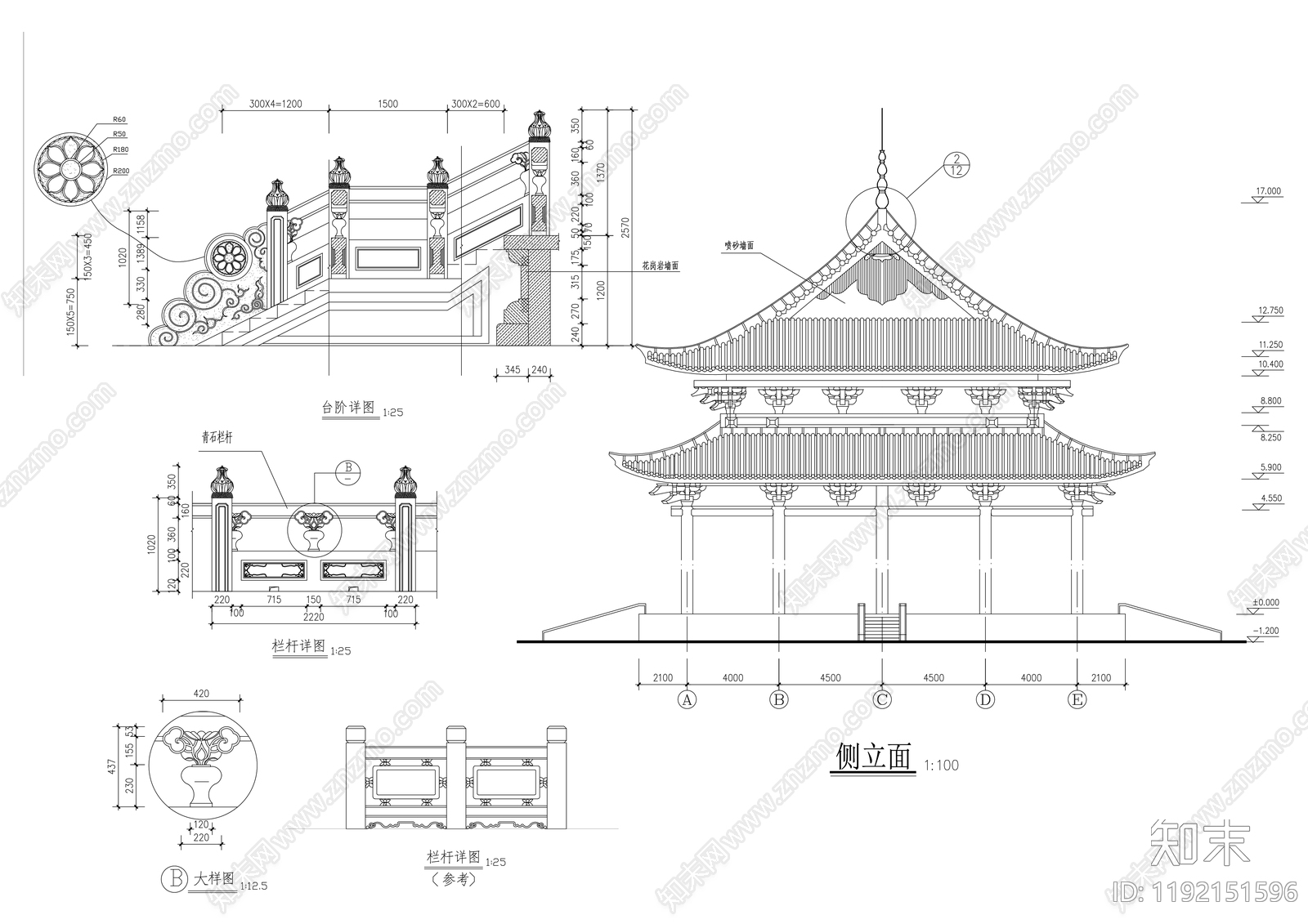其他古建筑cad施工图下载【ID:1192151596】