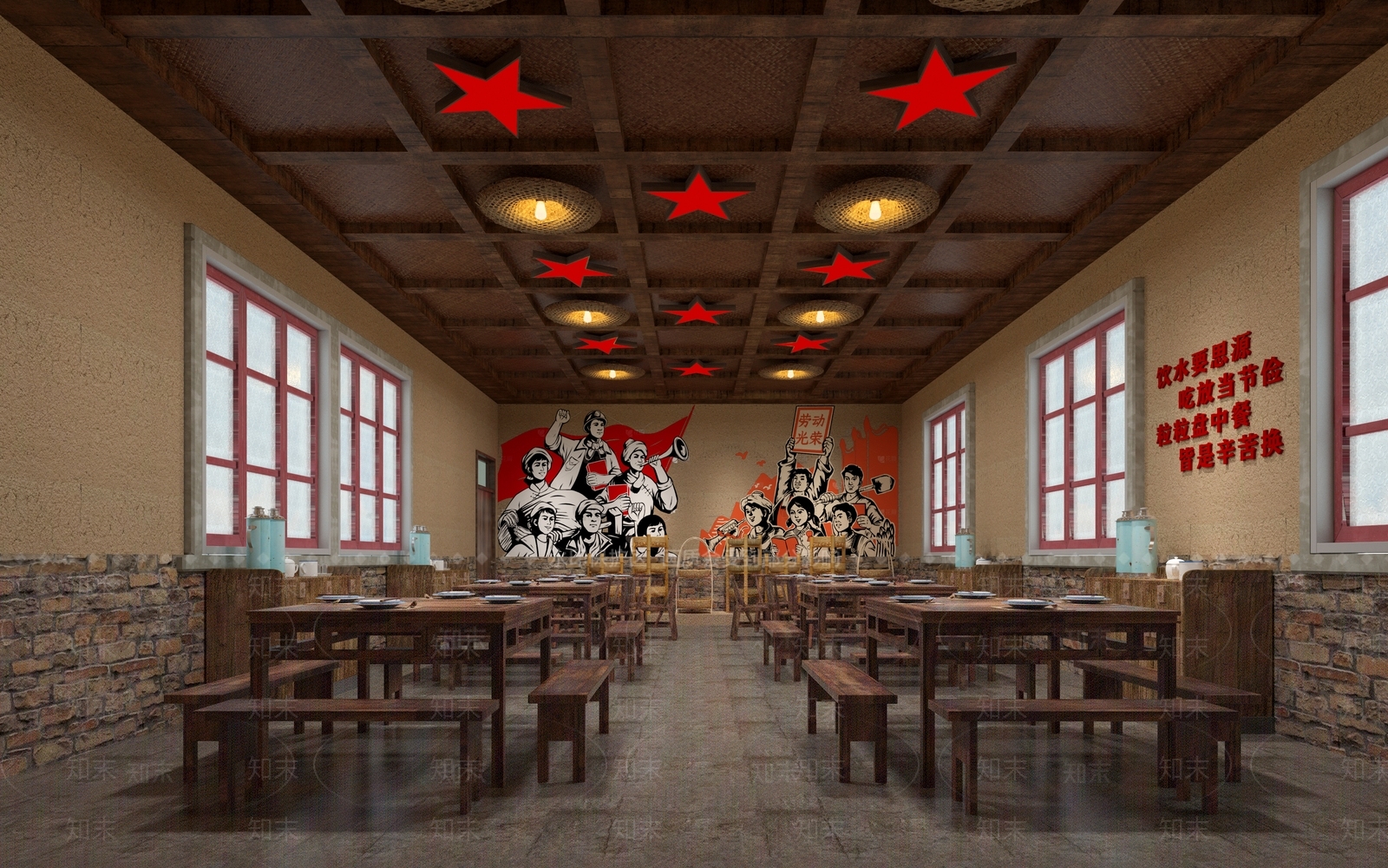 新中式复古食堂3D模型下载【ID:1192156824】