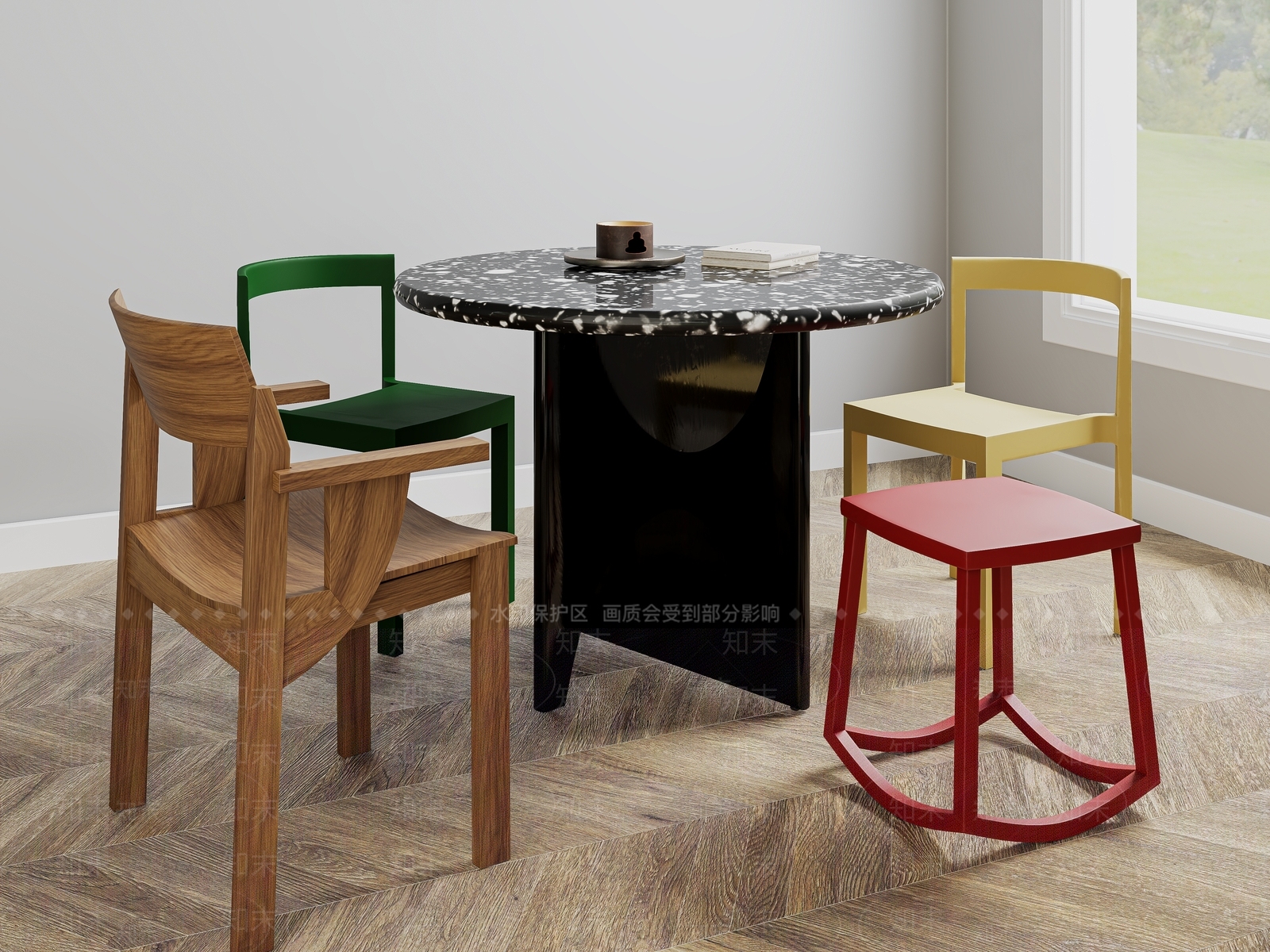 中古侘寂餐桌椅SU模型下载【ID:1192162260】