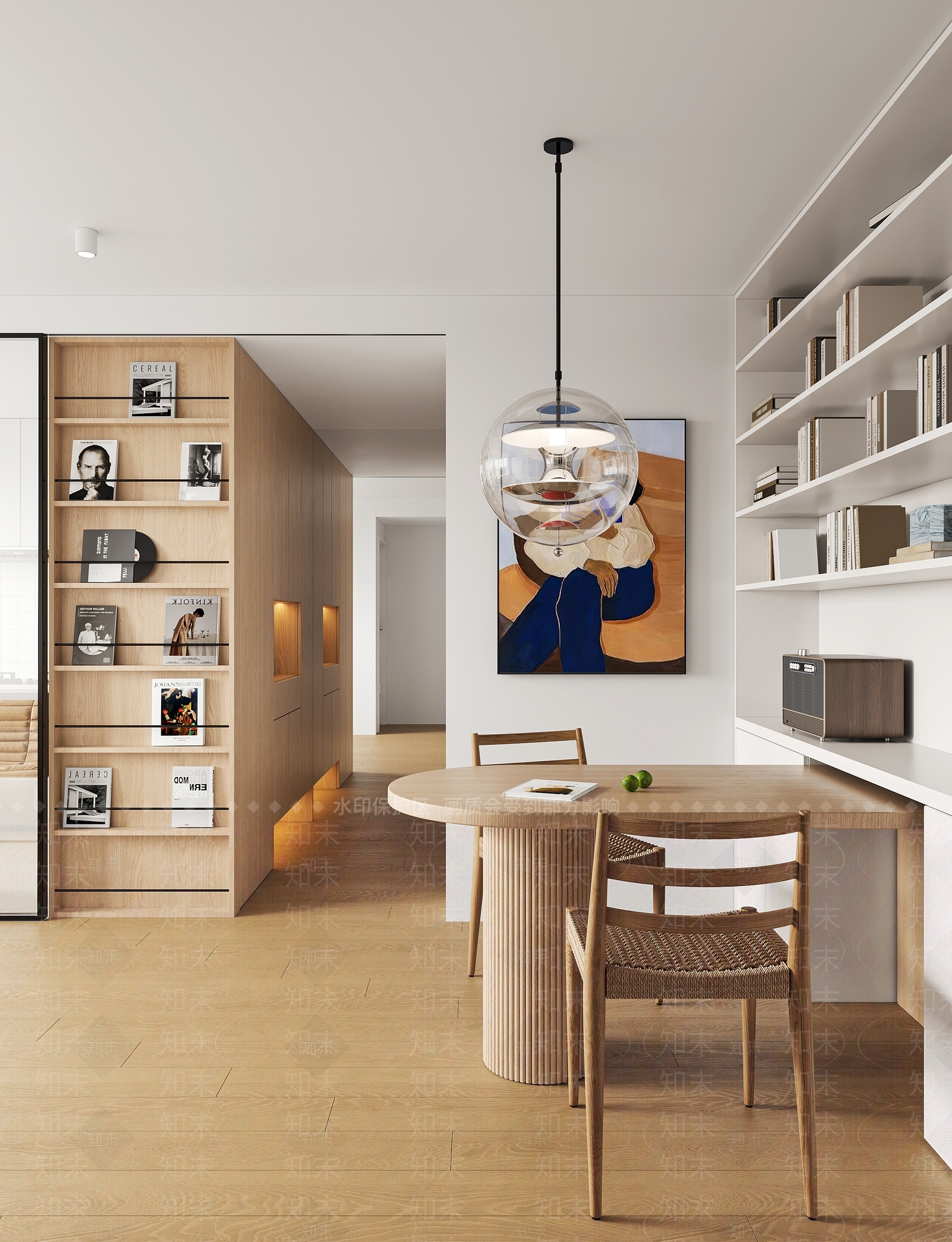 原木北欧家居餐厅3D模型下载【ID:1192163938】