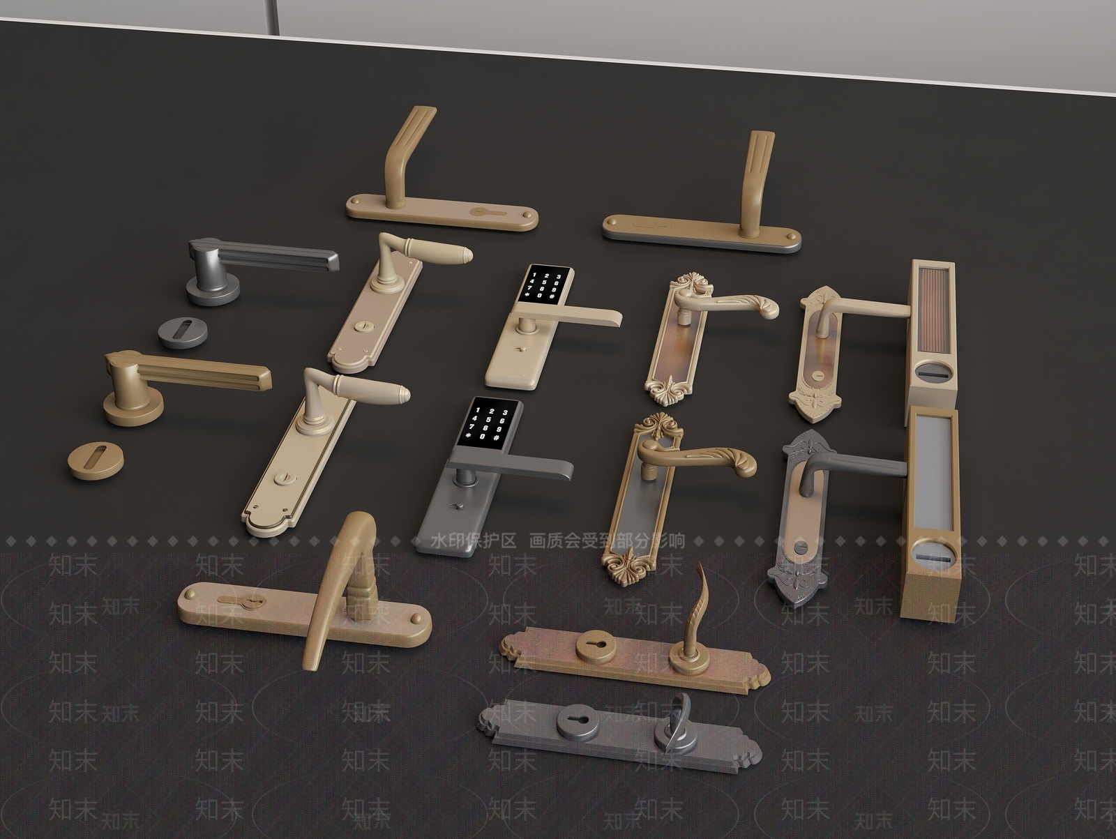 现代复古门把手SU模型下载【ID:1192164682】