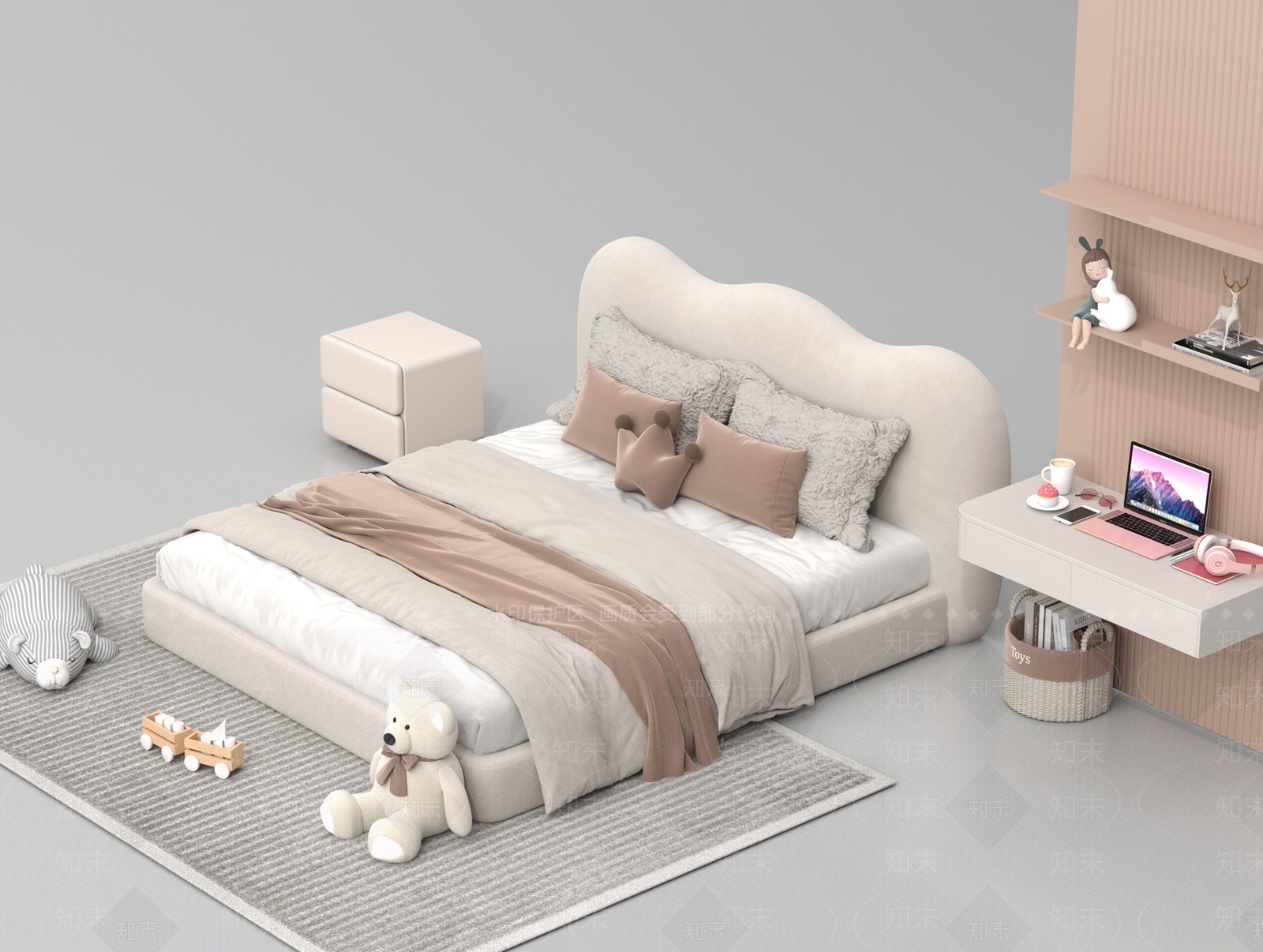 现代儿童床3D模型下载【ID:1192166414】