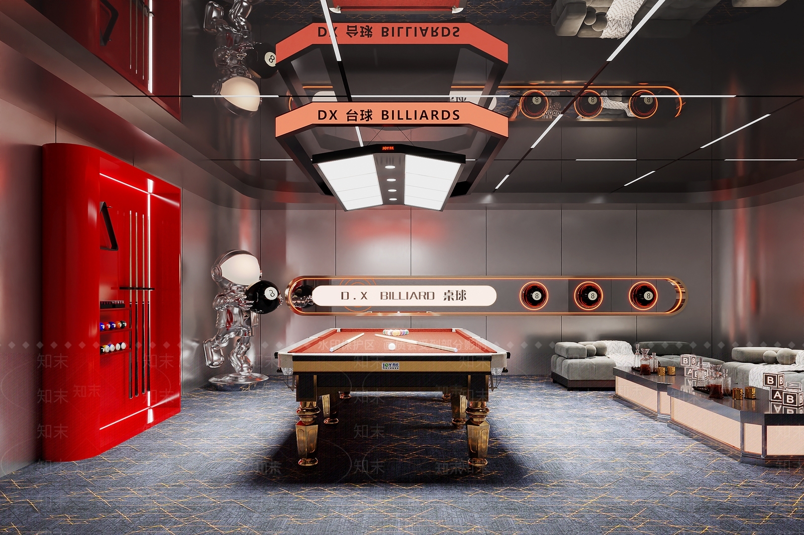 现代台球室3D模型下载【ID:1192166854】