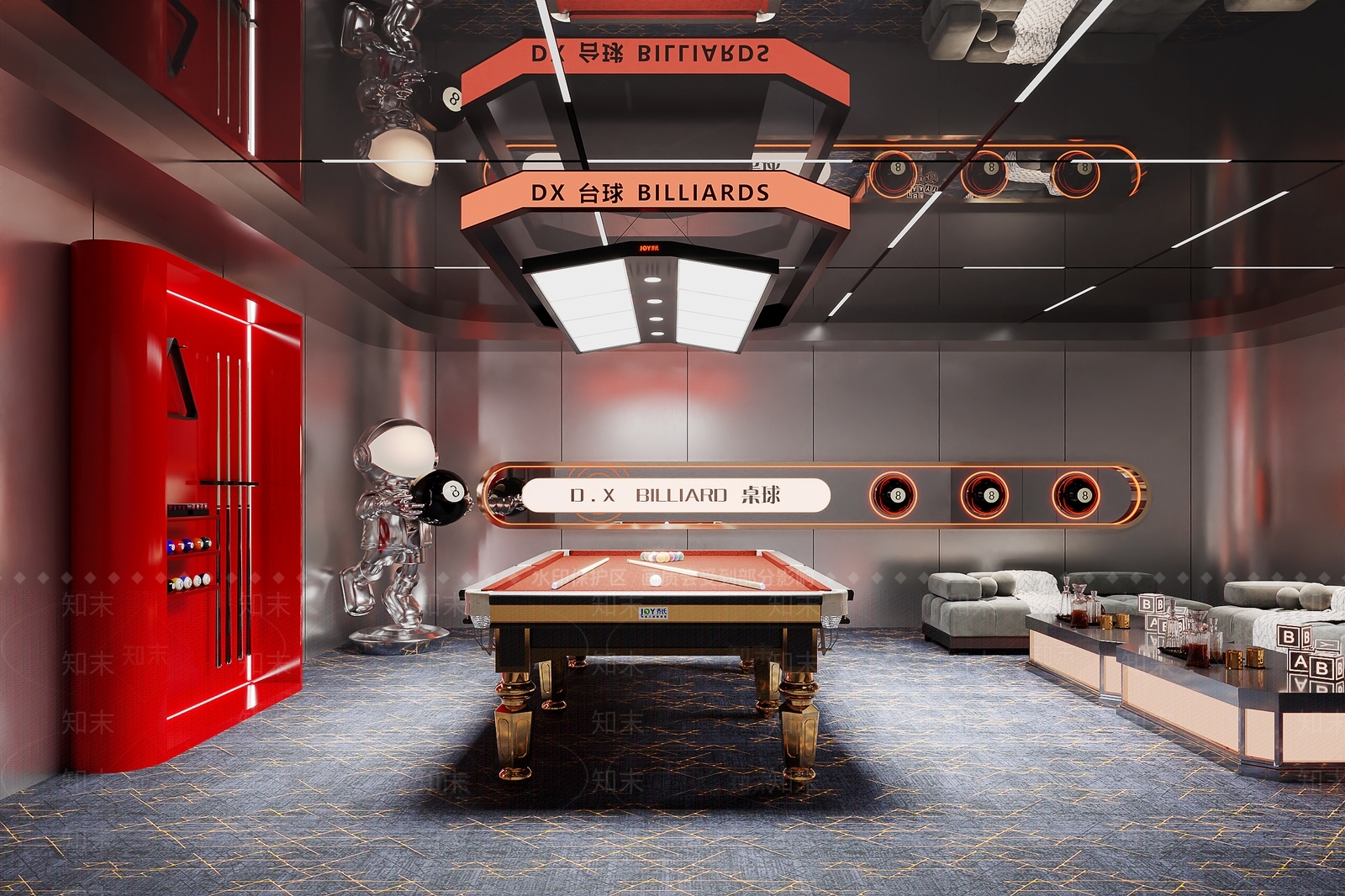 现代台球室SU模型下载【ID:1192166999】