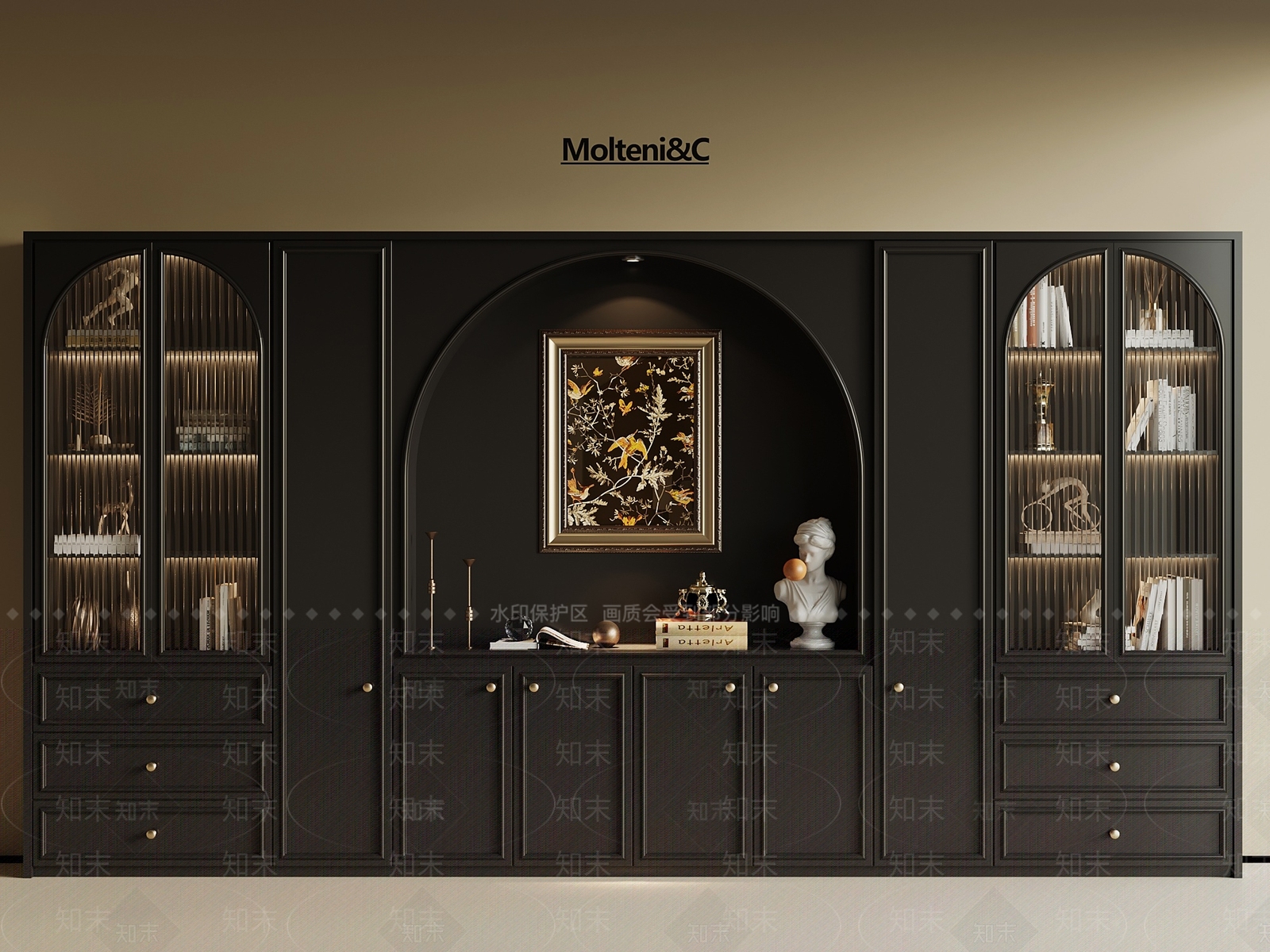 法式复古书柜3D模型下载【ID:1192171273】