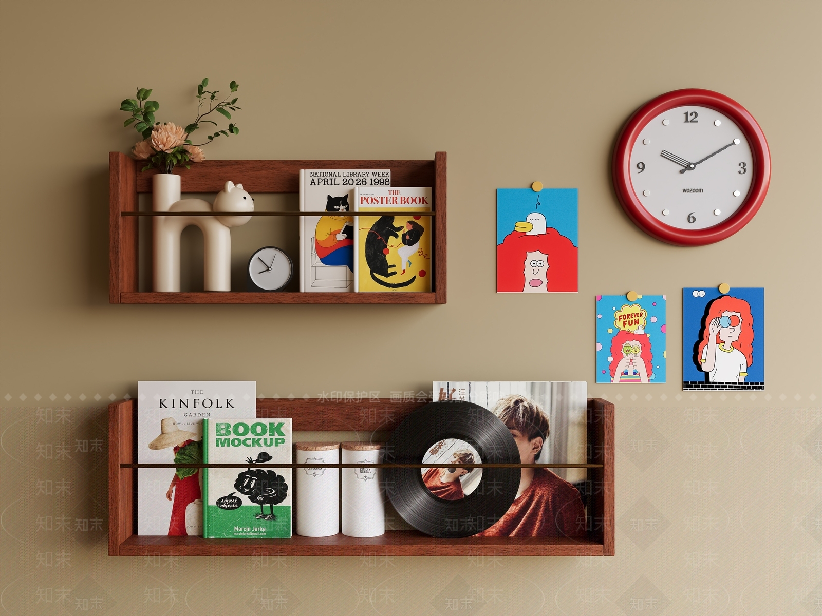 现代原木书架SU模型下载【ID:1192176665】