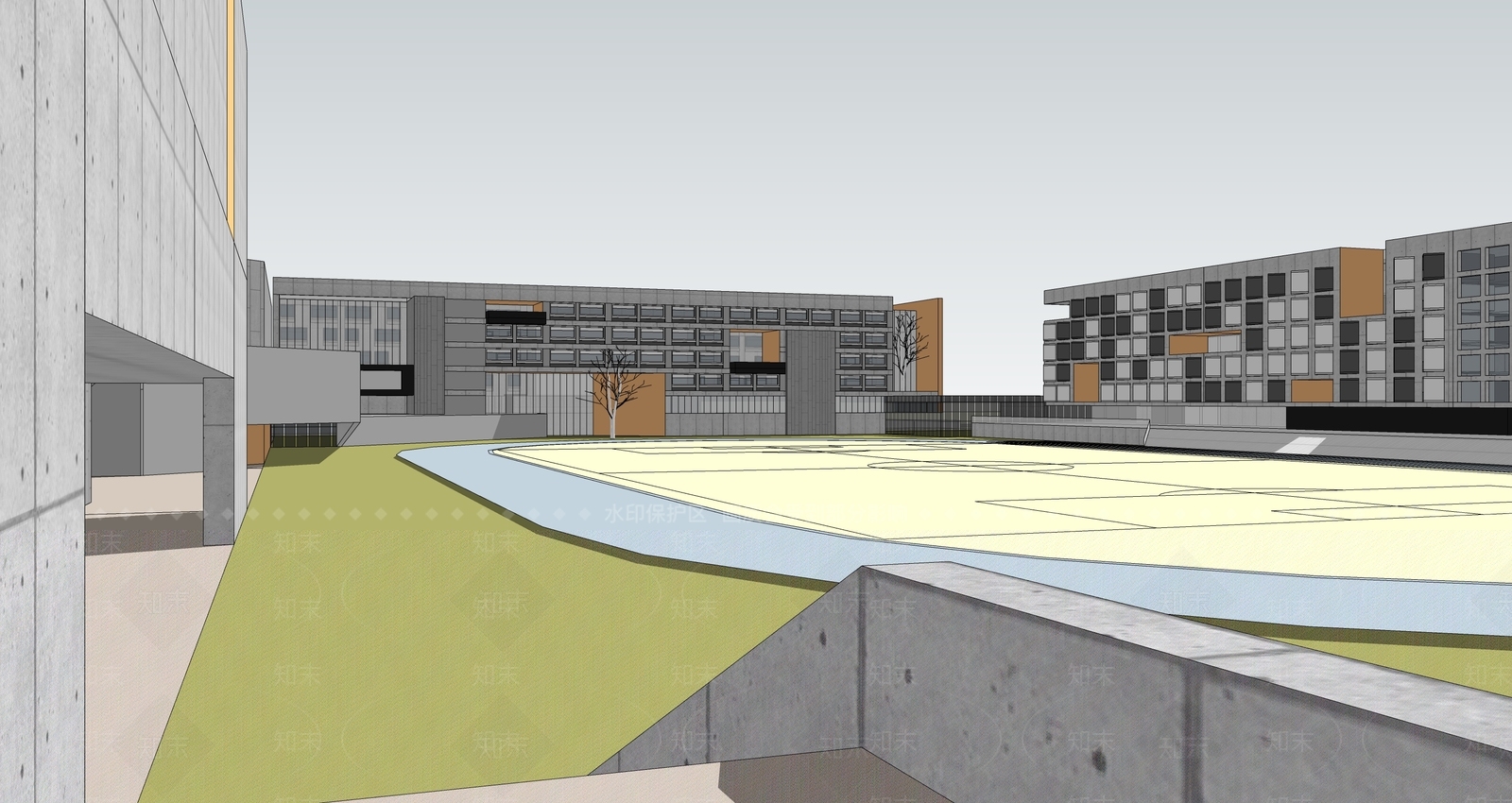 现代学校建筑SU模型下载【ID:1192183010】