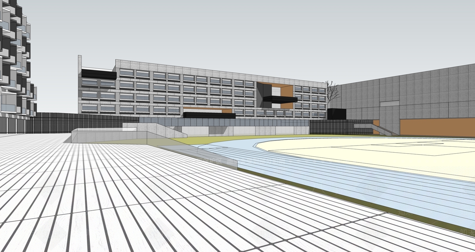 现代学校建筑SU模型下载【ID:1192183010】