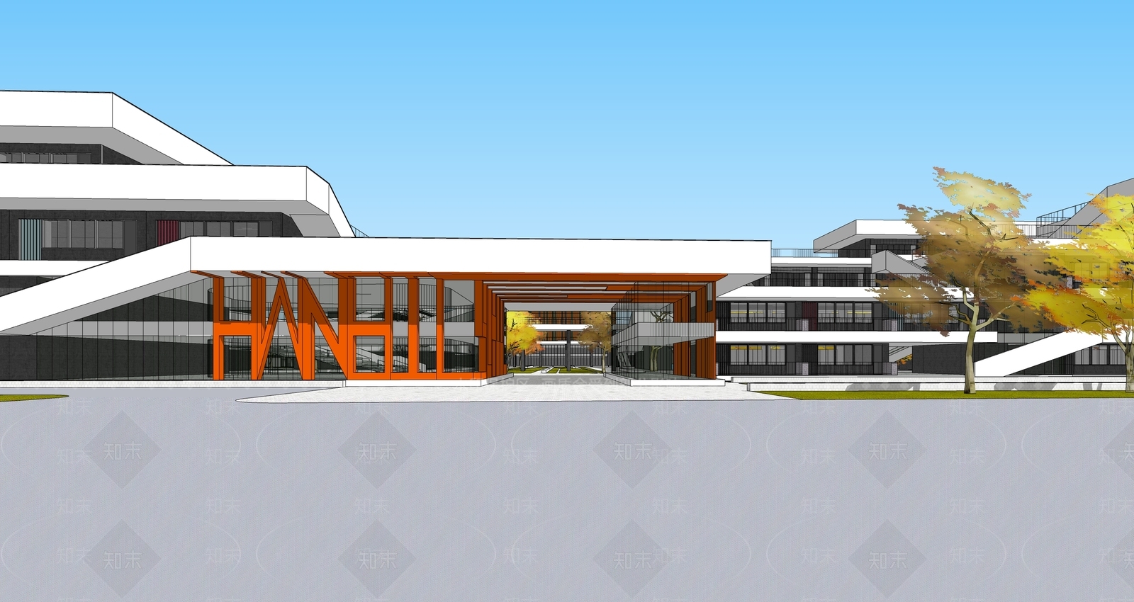 现代学校建筑SU模型下载【ID:1192183805】