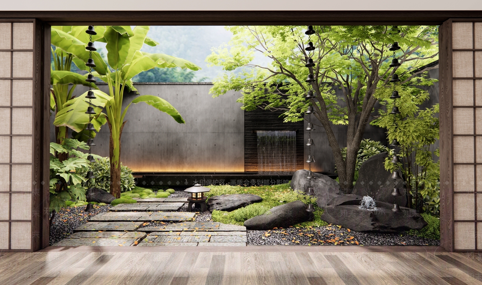 日式禅意庭院3D模型下载【ID:1192190009】