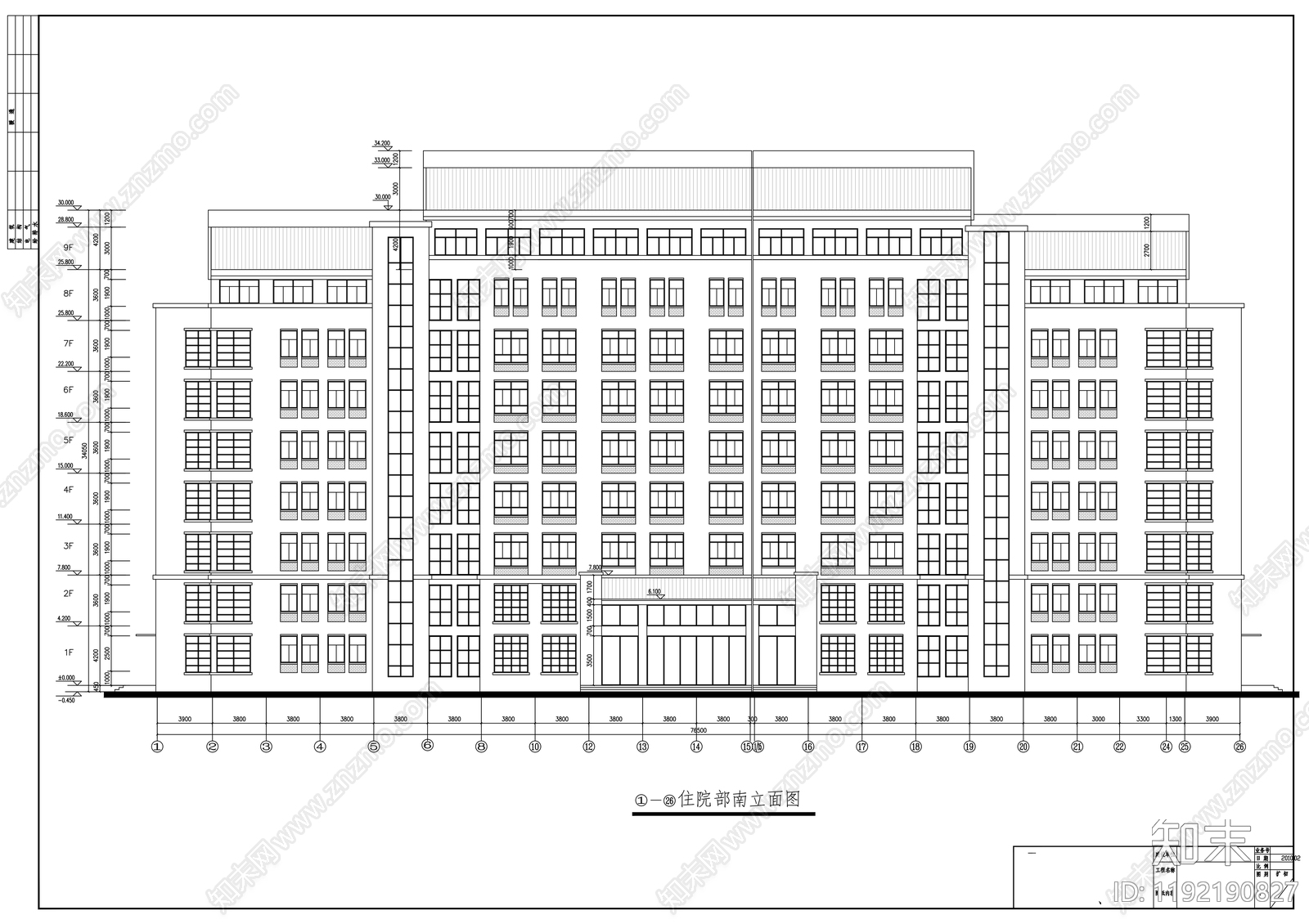 现代医院建筑cad施工图下载【ID:1192190827】