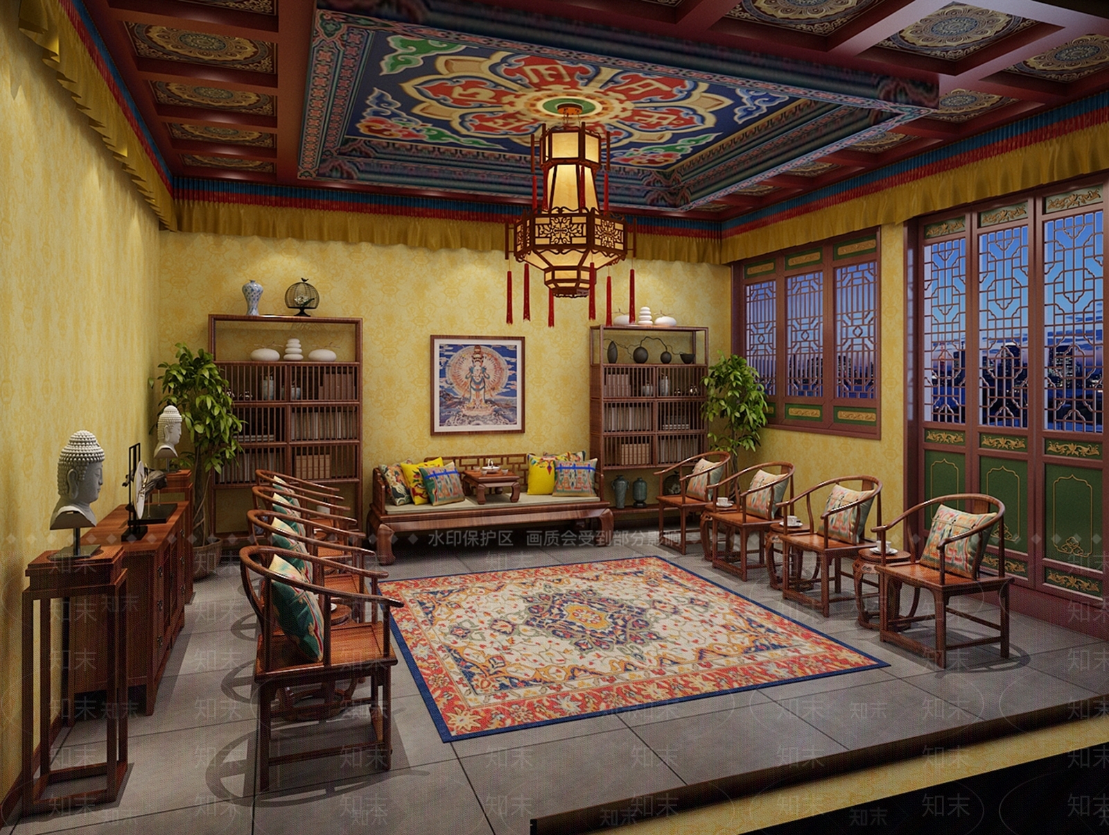中式接待室SU模型下载【ID:1192191362】