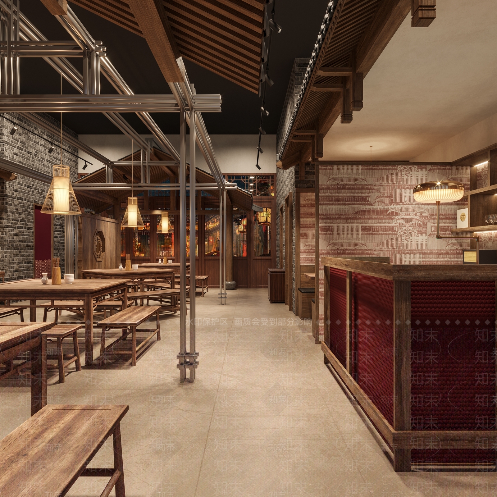 中式中餐厅3D模型下载【ID:1192191834】