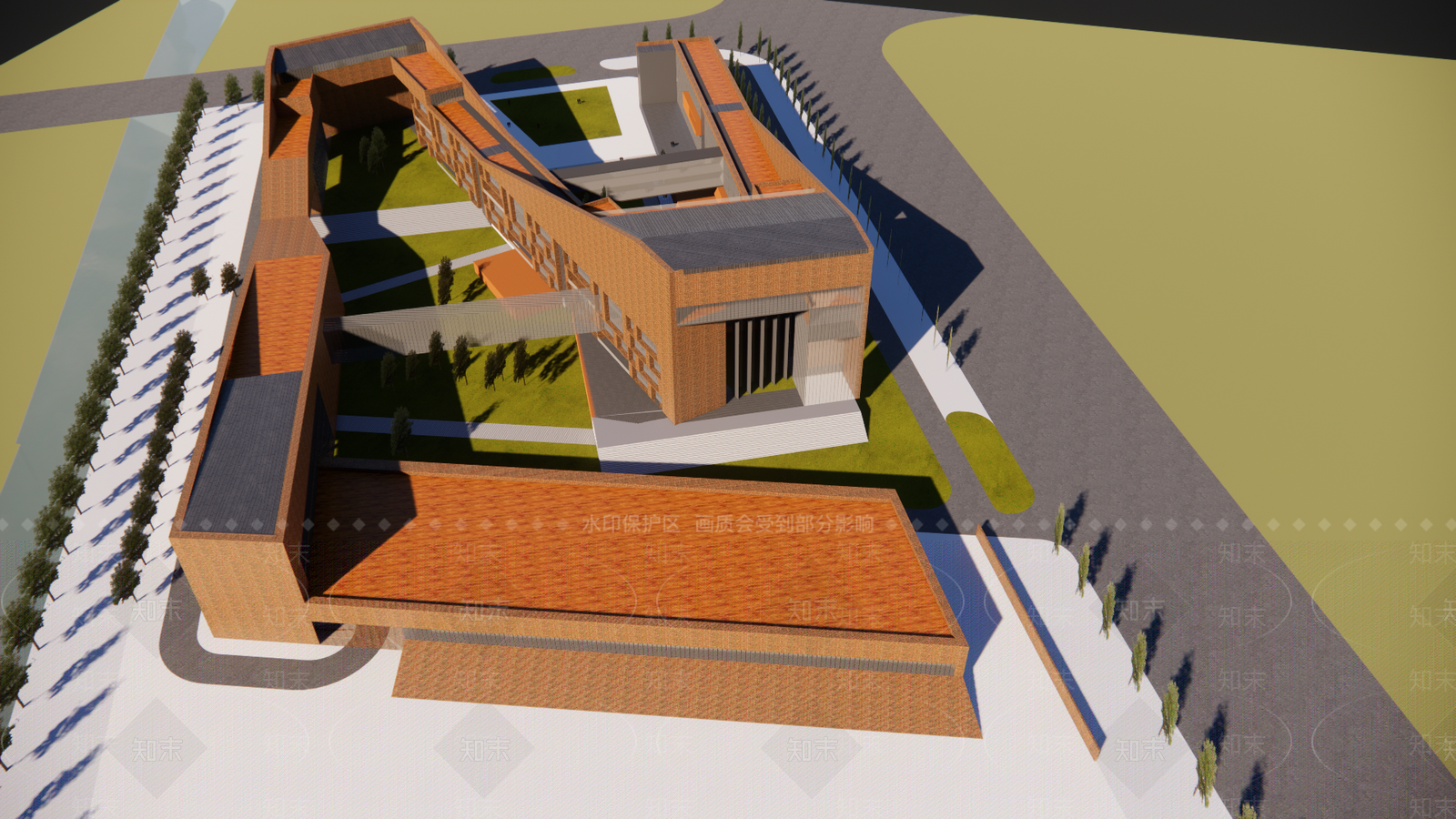现代学校建筑SU模型下载【ID:1192192386】