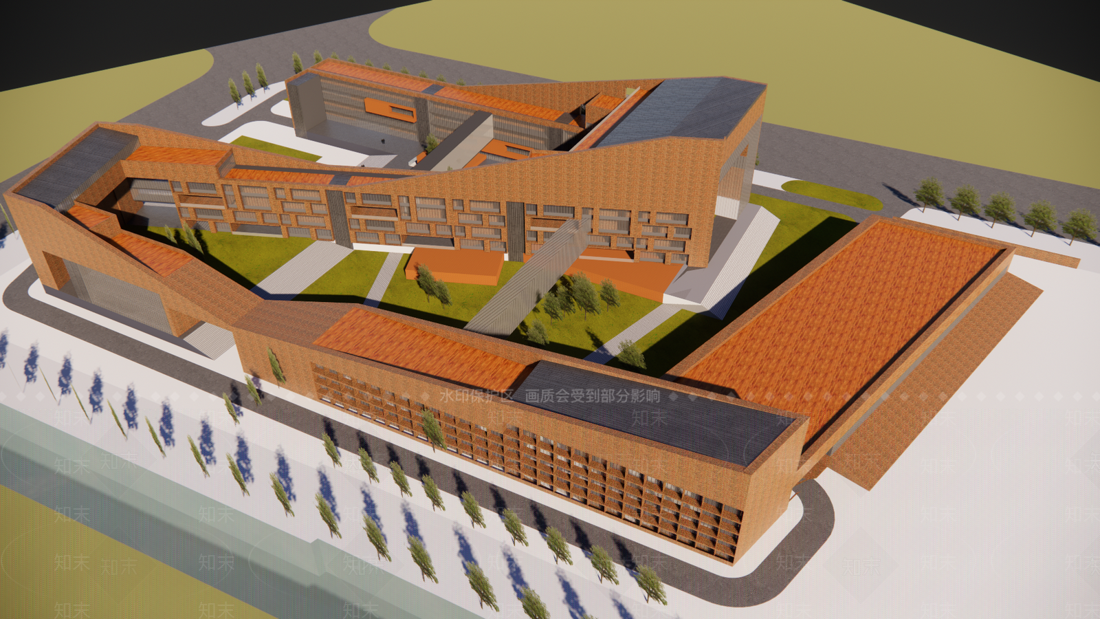 现代学校建筑SU模型下载【ID:1192192386】