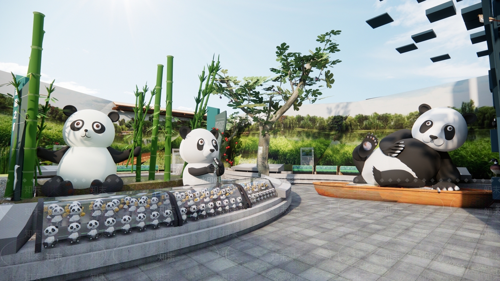 现代熊猫展览馆SU模型下载【ID:1192193663】