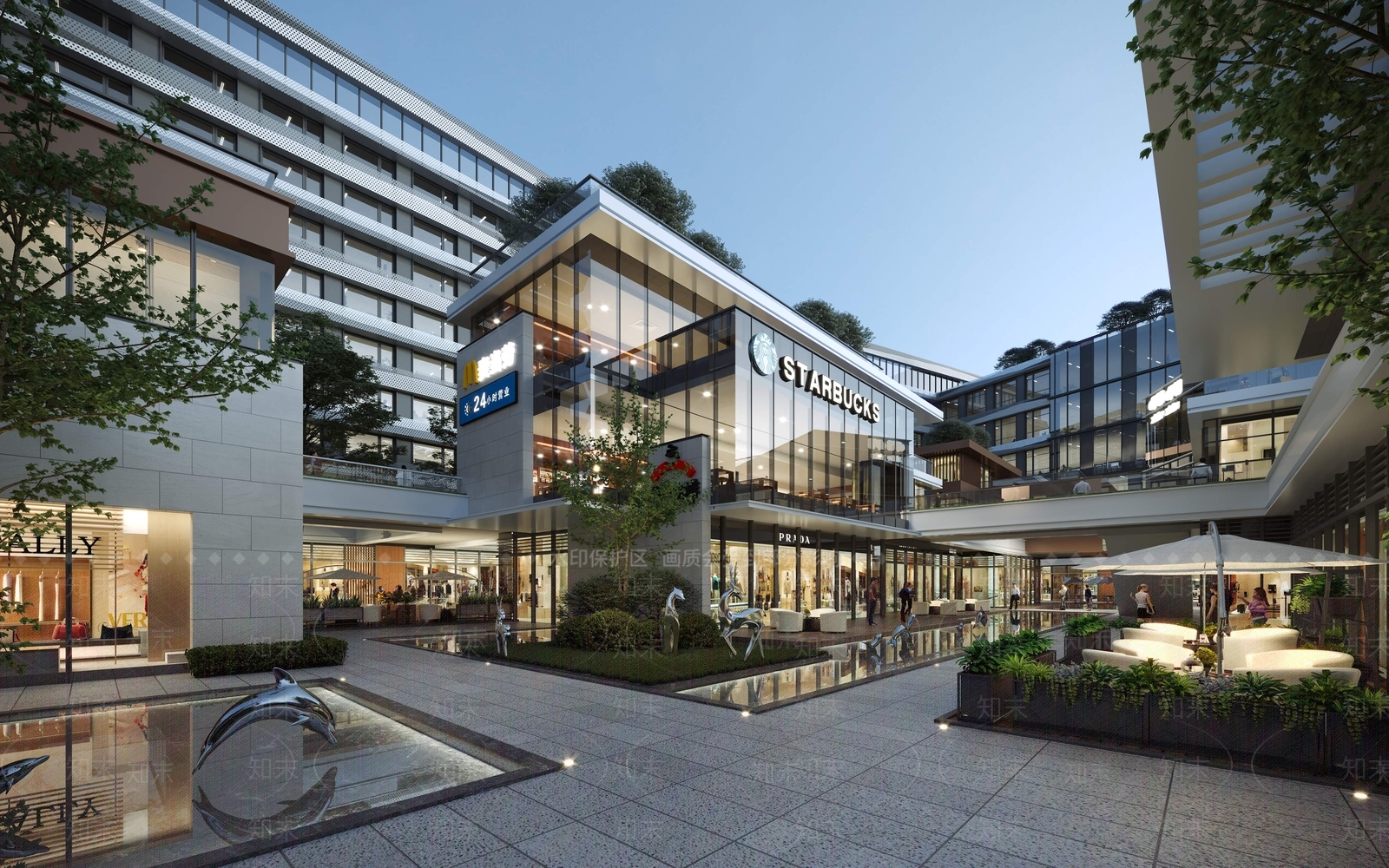 现代商业街3D模型下载【ID:1192195333】