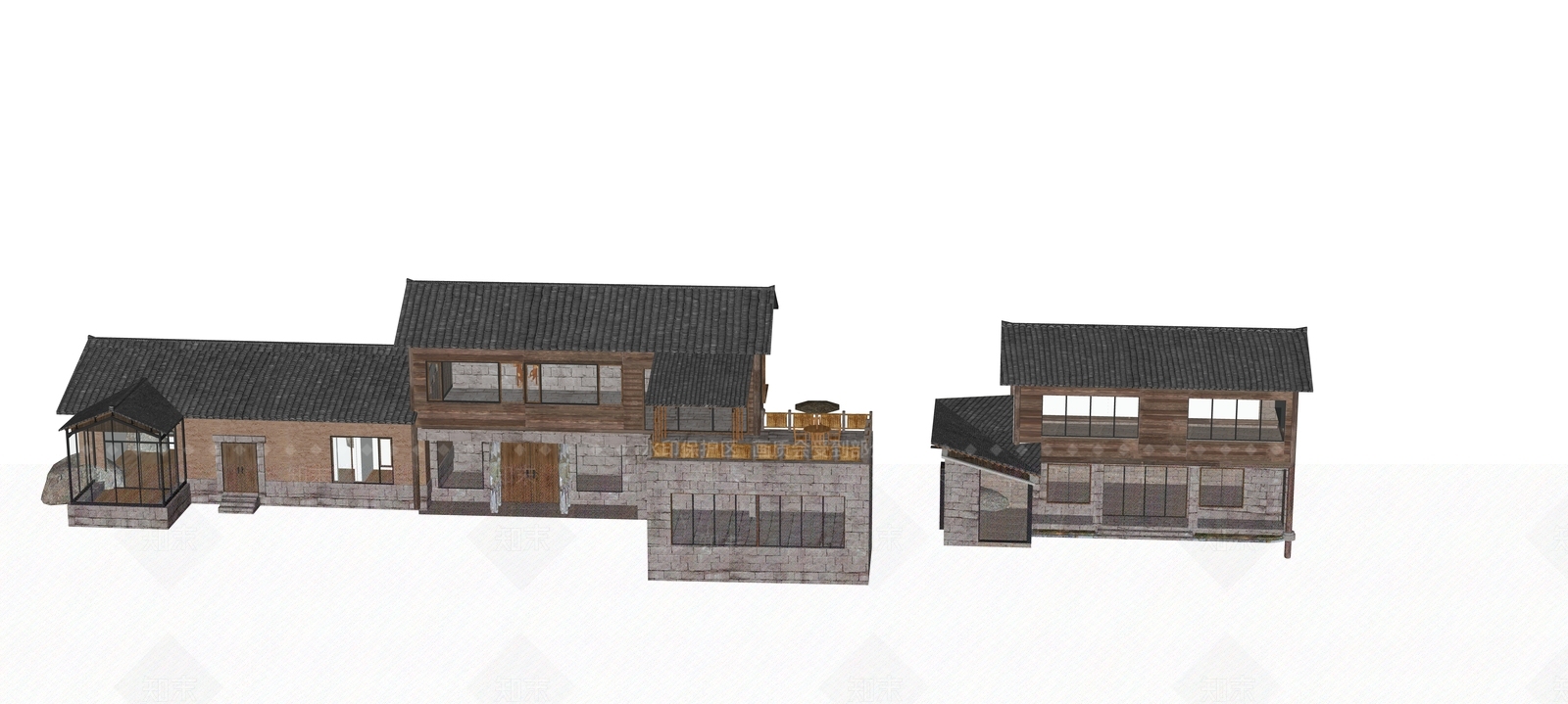 现代民宿建筑SU模型下载【ID:1192196460】