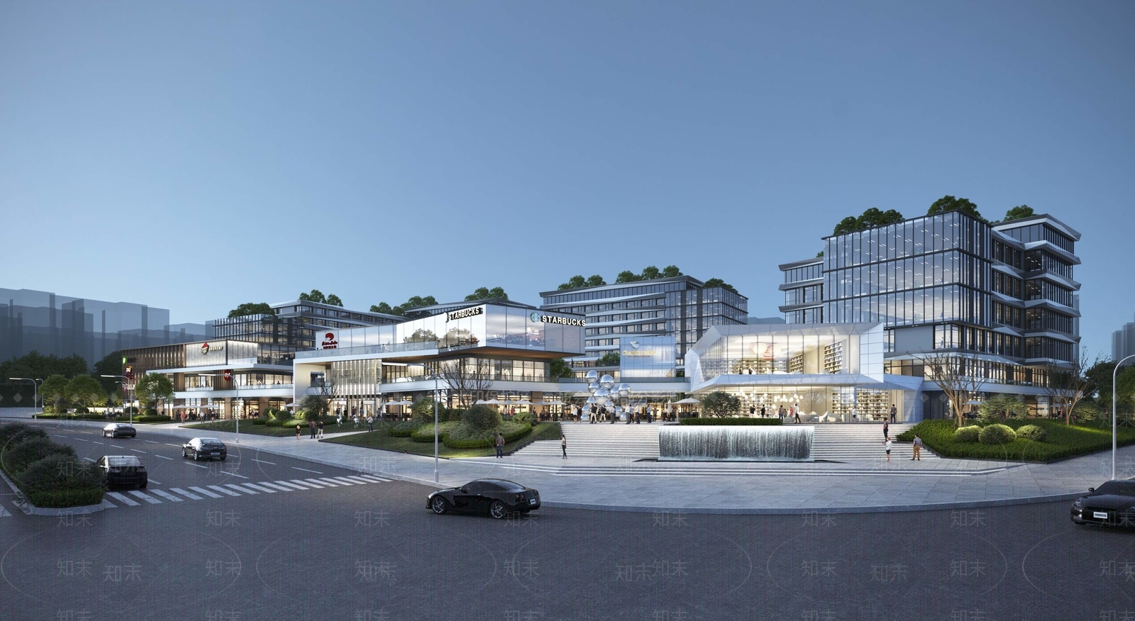 现代商业街3D模型下载【ID:1192198640】