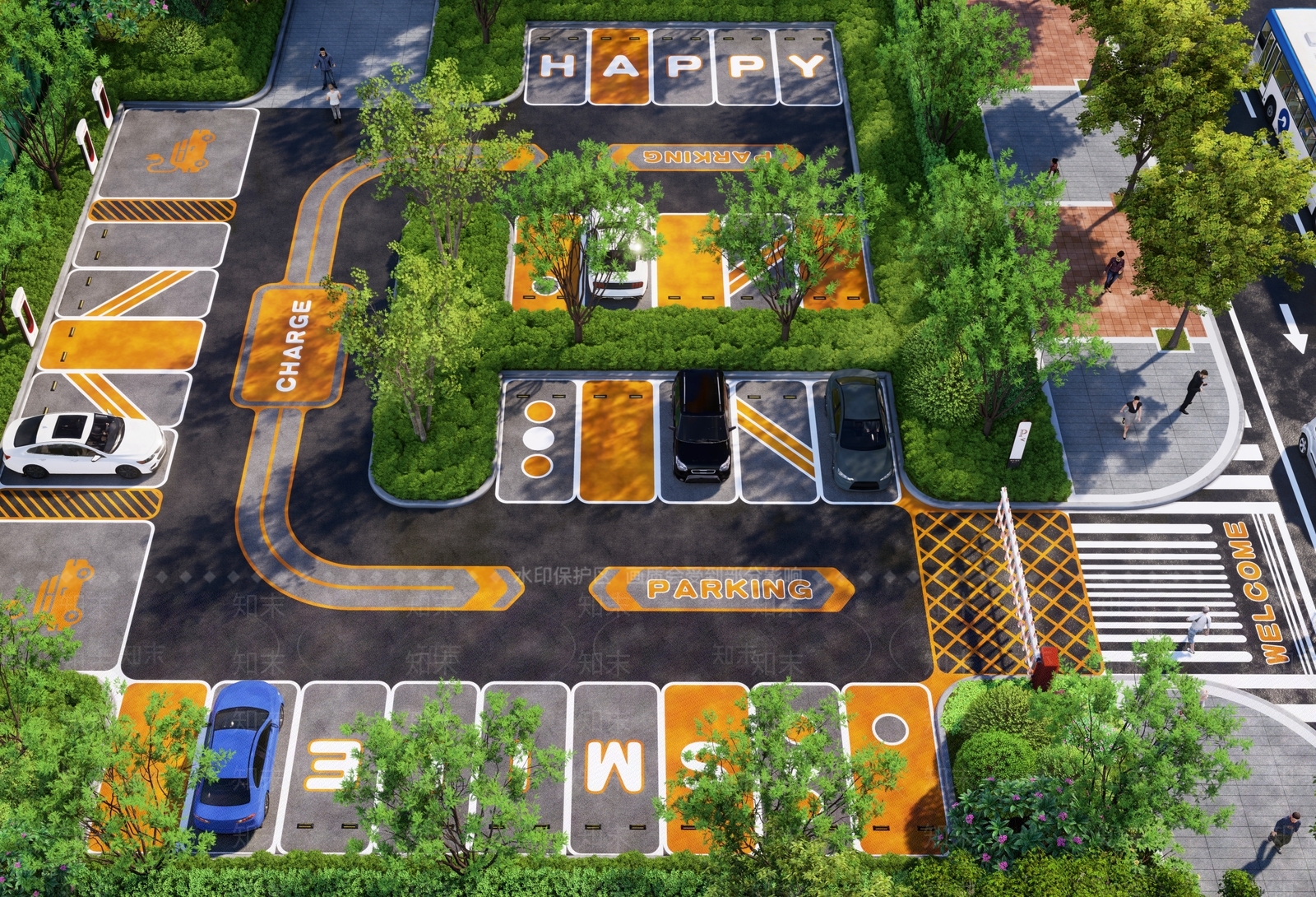 现代户外停车场3D模型下载【ID:1192202566】