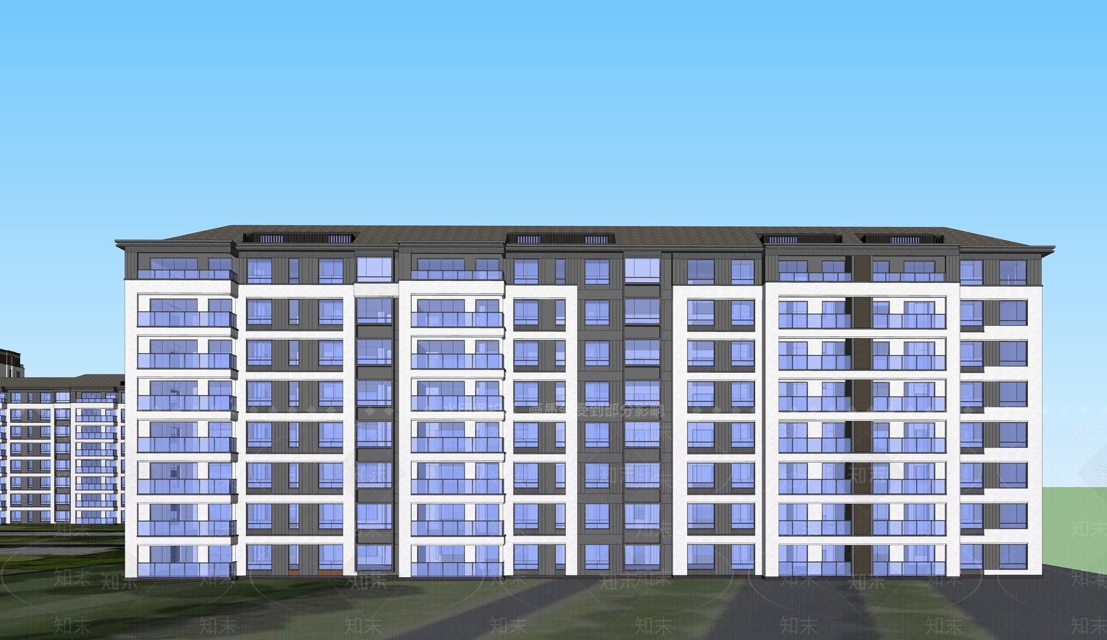 新中式高层住宅SU模型下载【ID:1192199295】