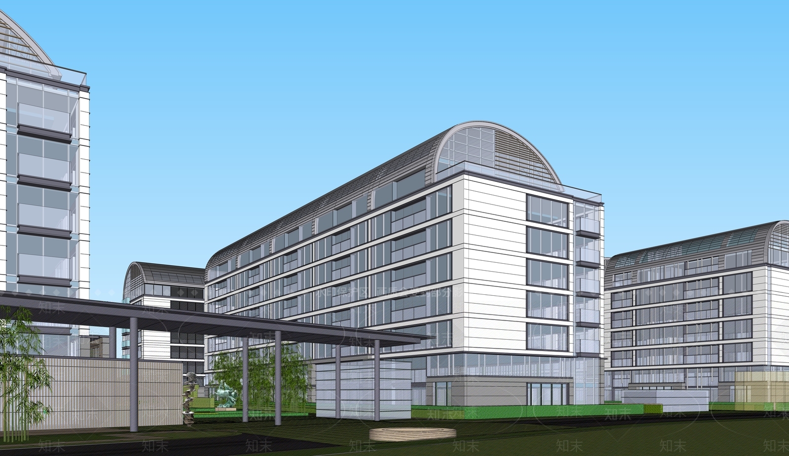 现代高层住宅SU模型下载【ID:1192199230】