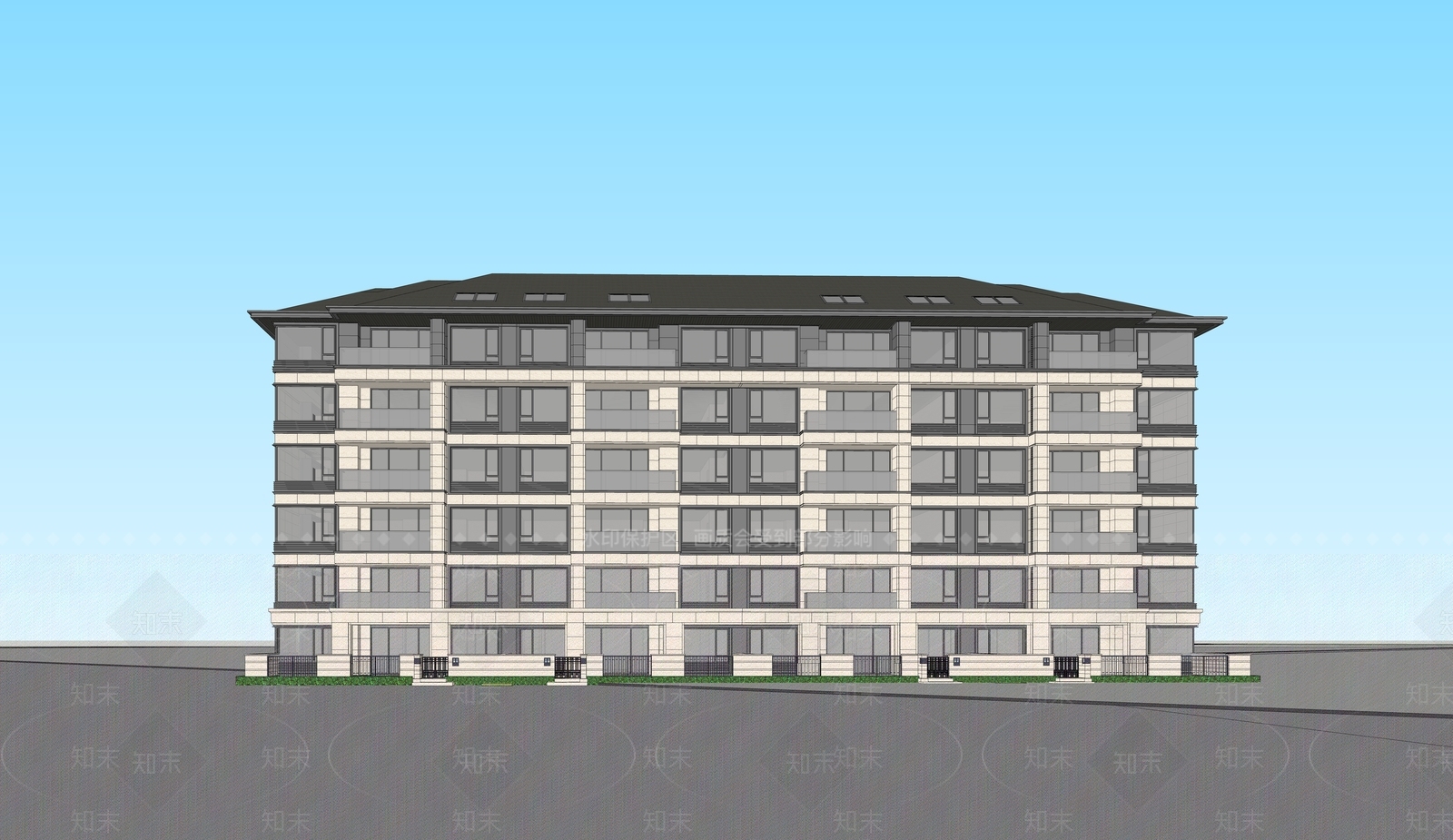 新中式高层住宅SU模型下载【ID:1192199394】