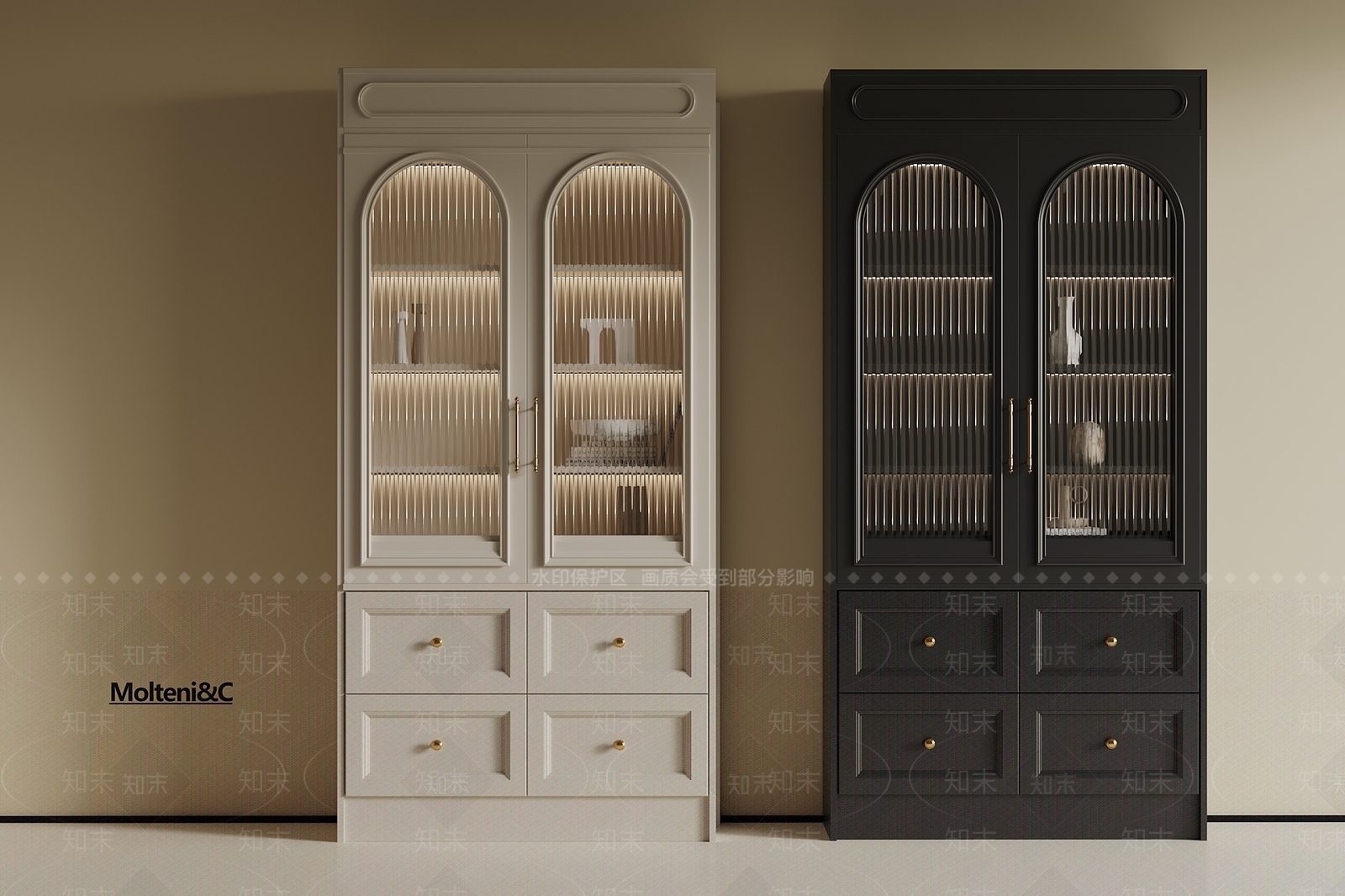 法式书柜3D模型下载【ID:1192200816】
