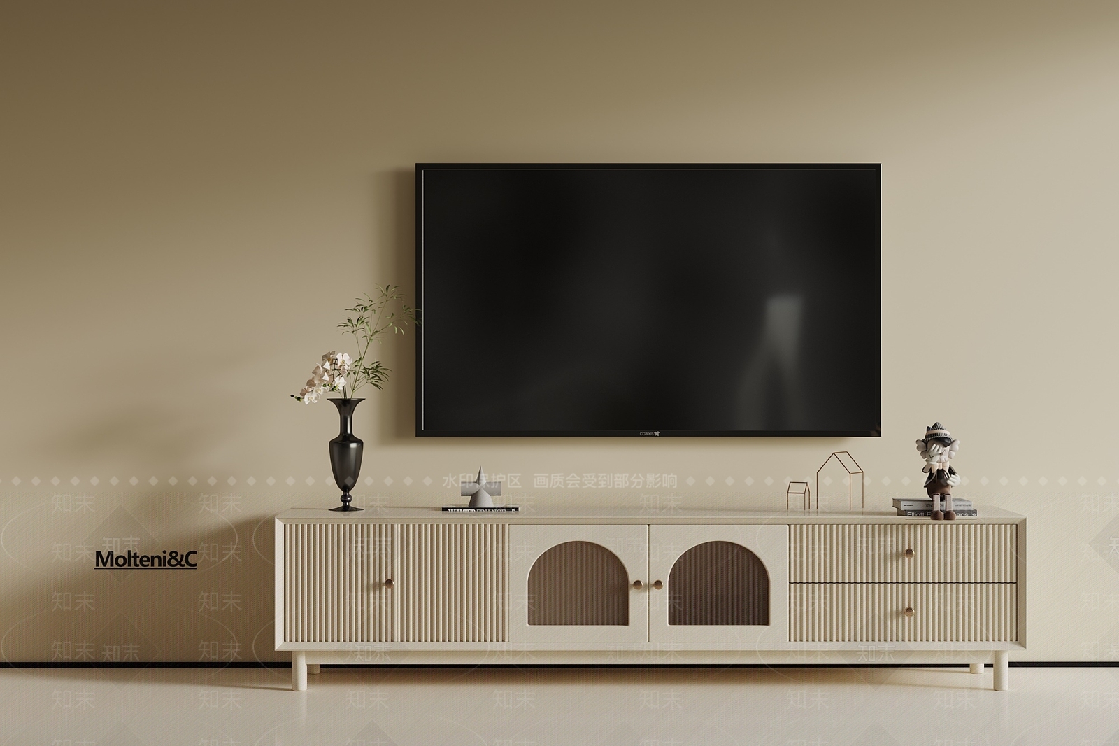 法式奶油电视柜3D模型下载【ID:1192201354】