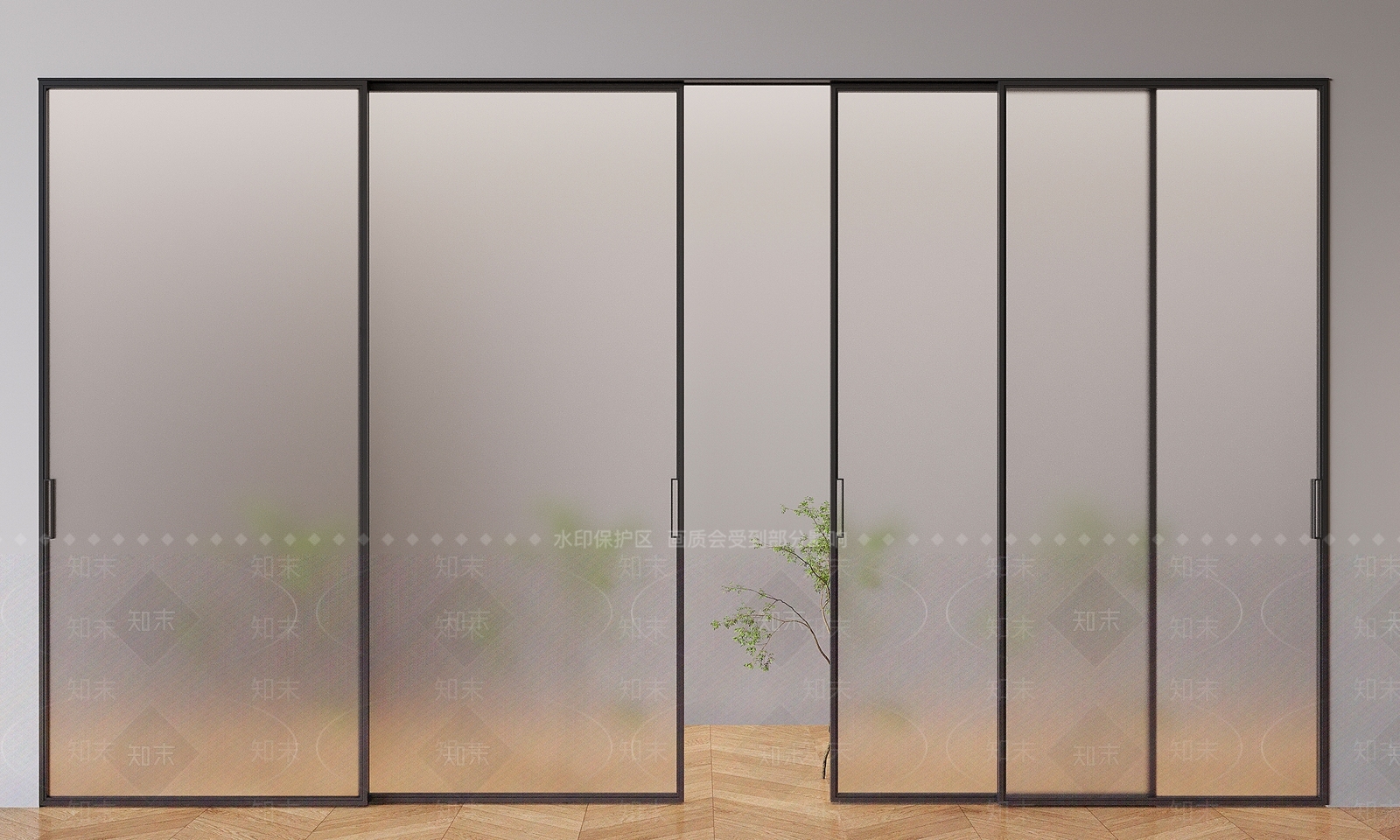 现代推拉门SU模型下载【ID:1192201434】