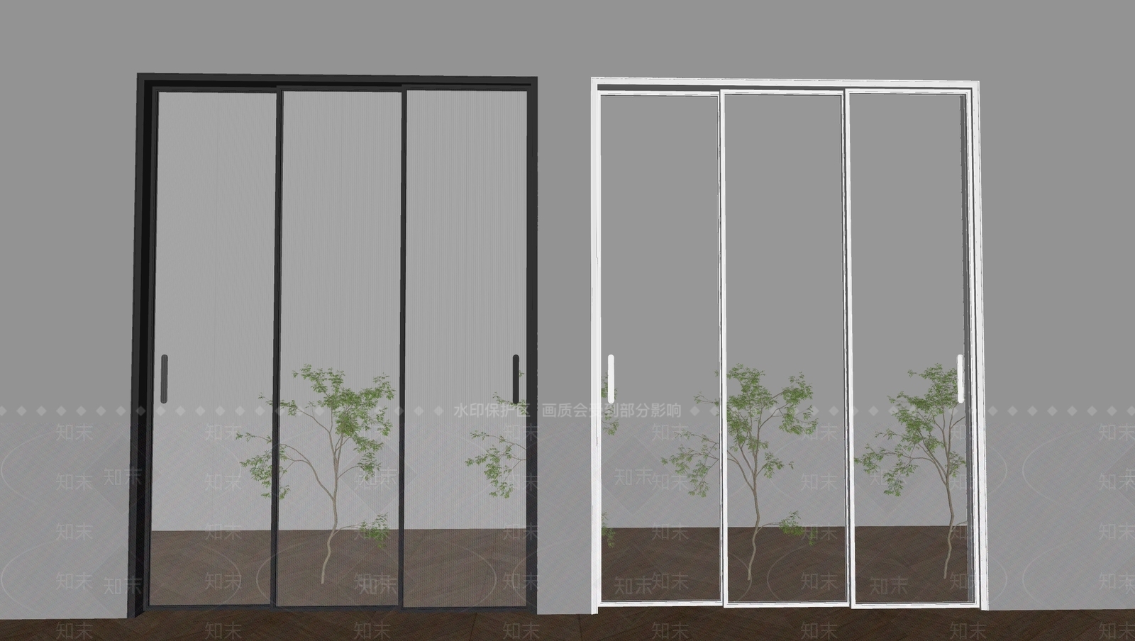 现代推拉门SU模型下载【ID:1192201903】