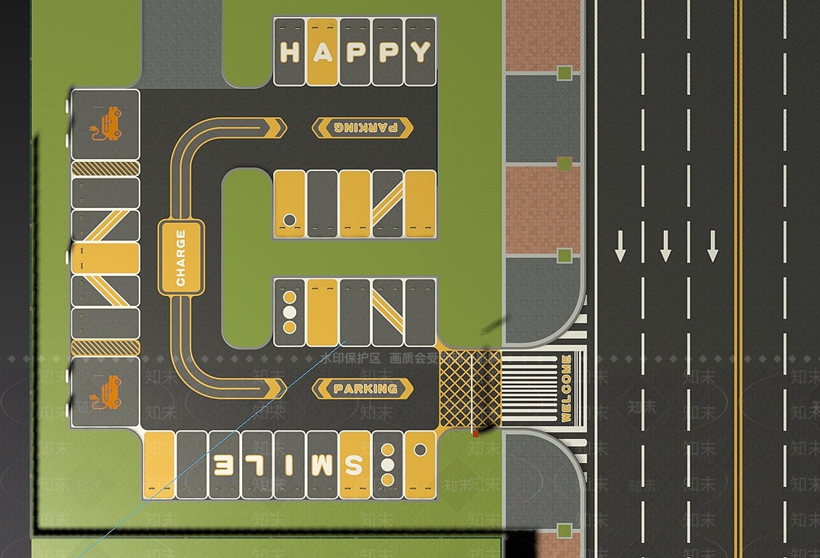 现代户外停车场3D模型下载【ID:1192202566】