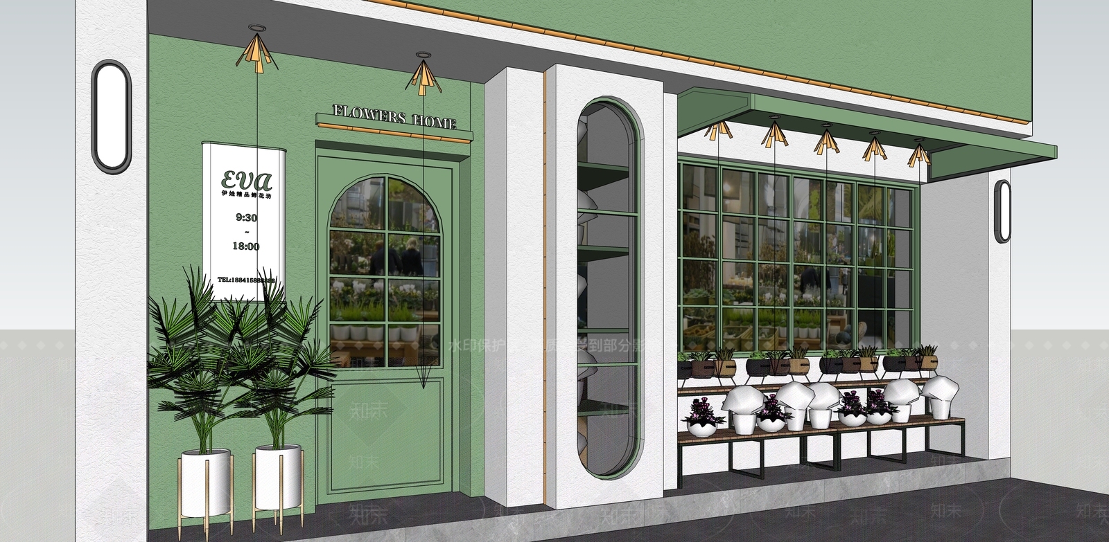 奶油花店SU模型下载【ID:1192205396】