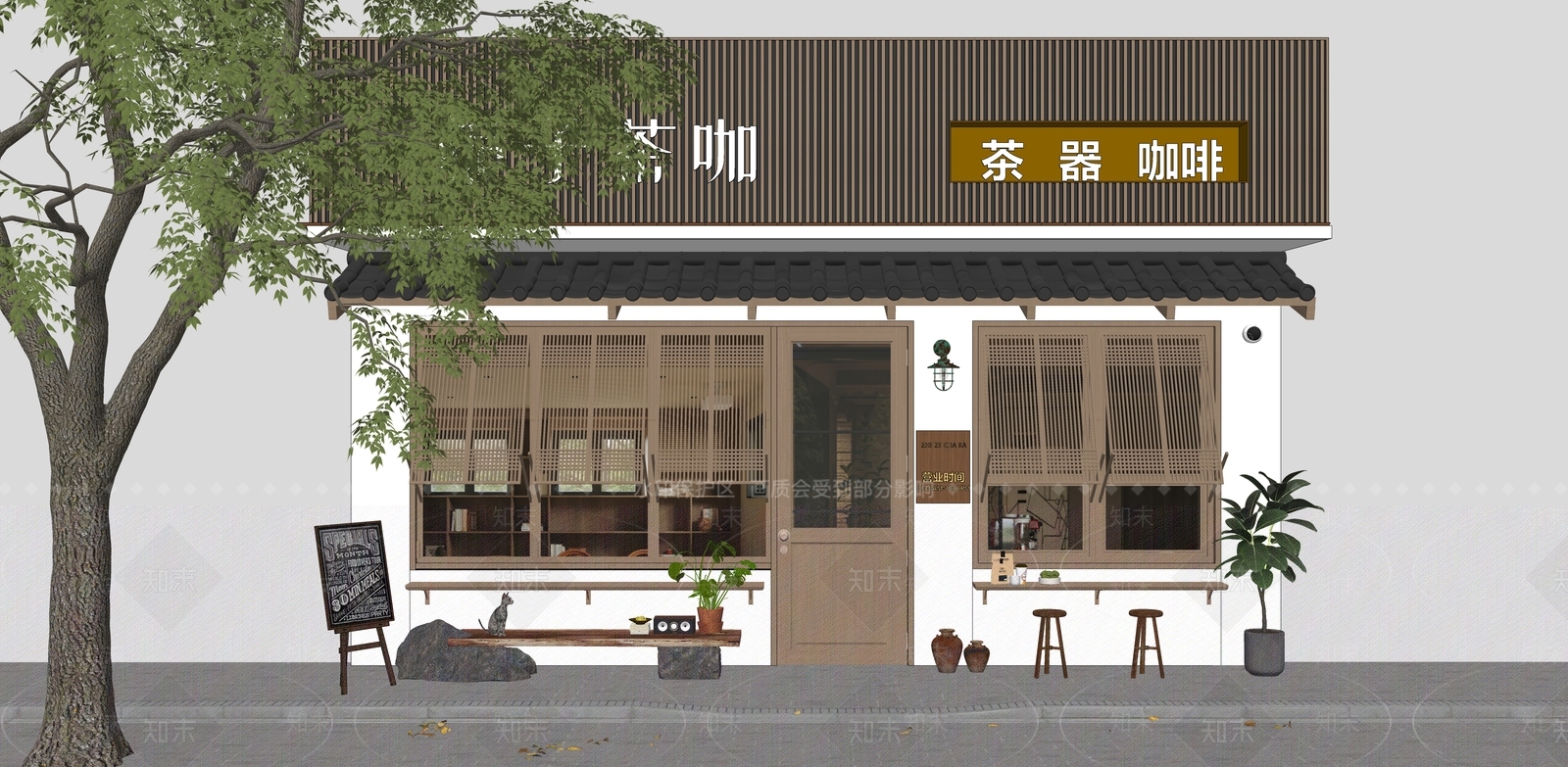 新中式奶茶店SU模型下载【ID:1192206151】