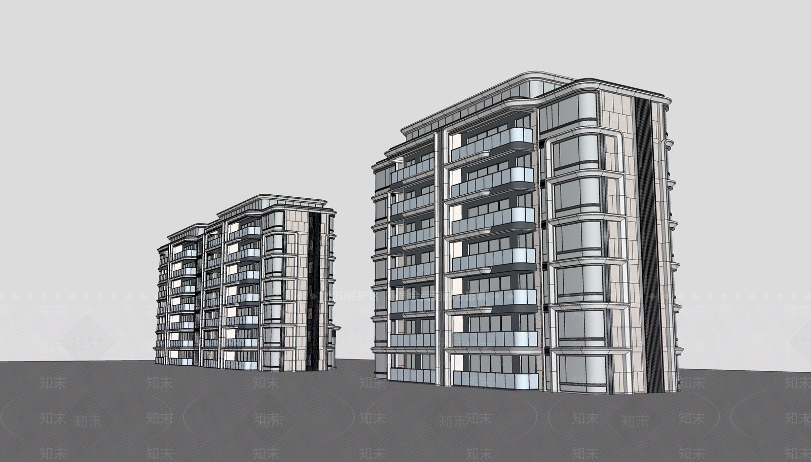 现代多层住宅SU模型下载【ID:1192206355】