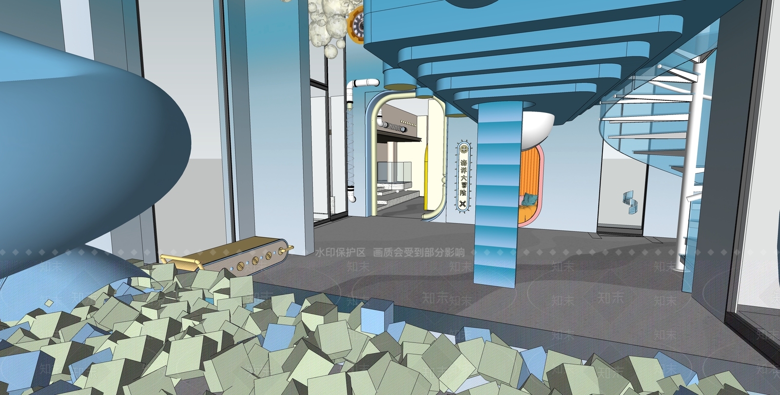简约现代儿童活动空间SU模型下载【ID:1192206988】