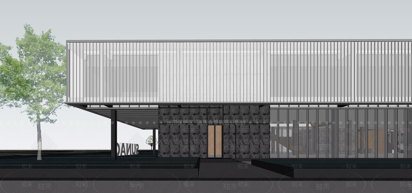 现代极简小公建SU模型下载【ID:1192207579】