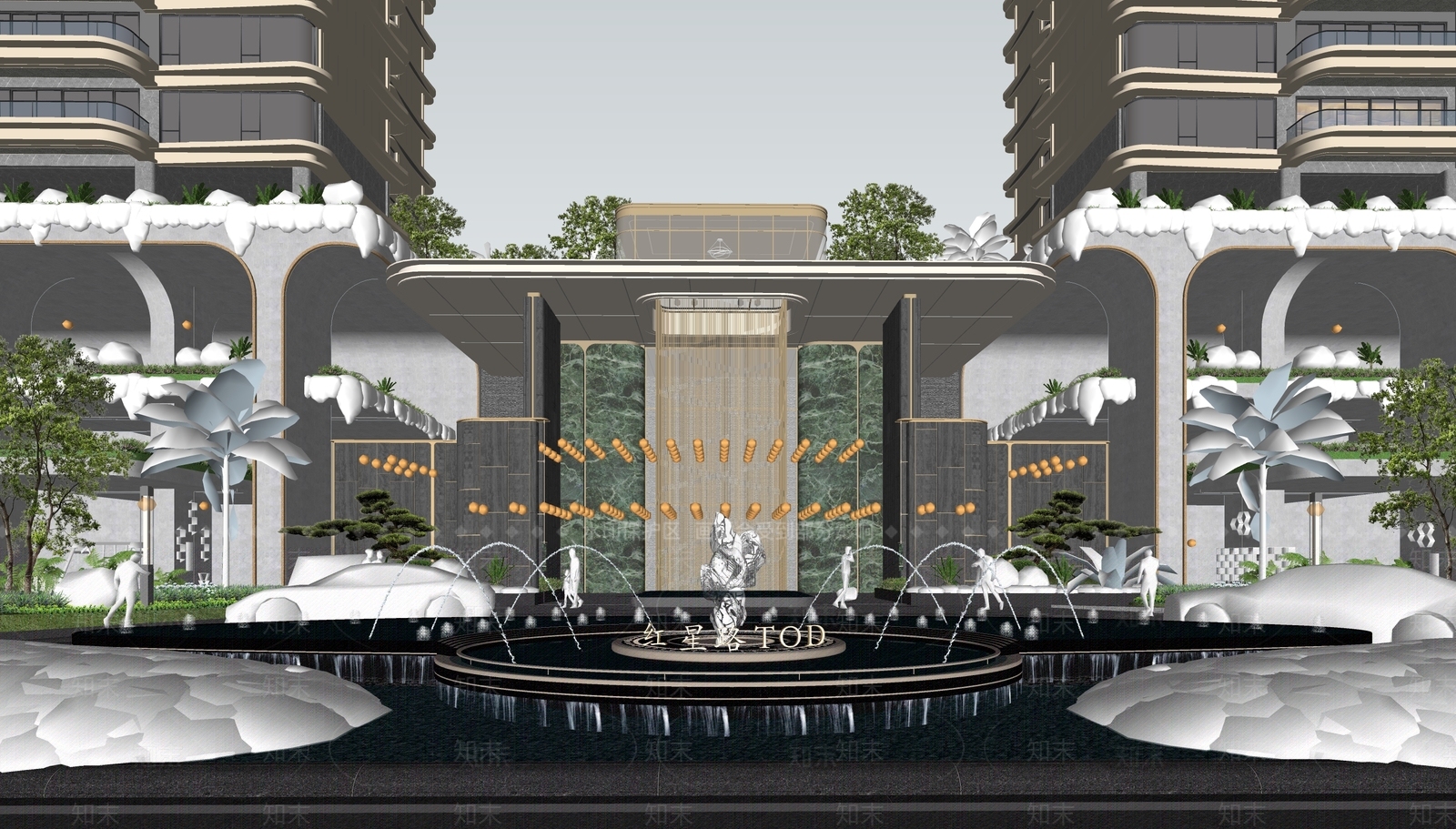 现代小区建筑SU模型下载【ID:1192212953】