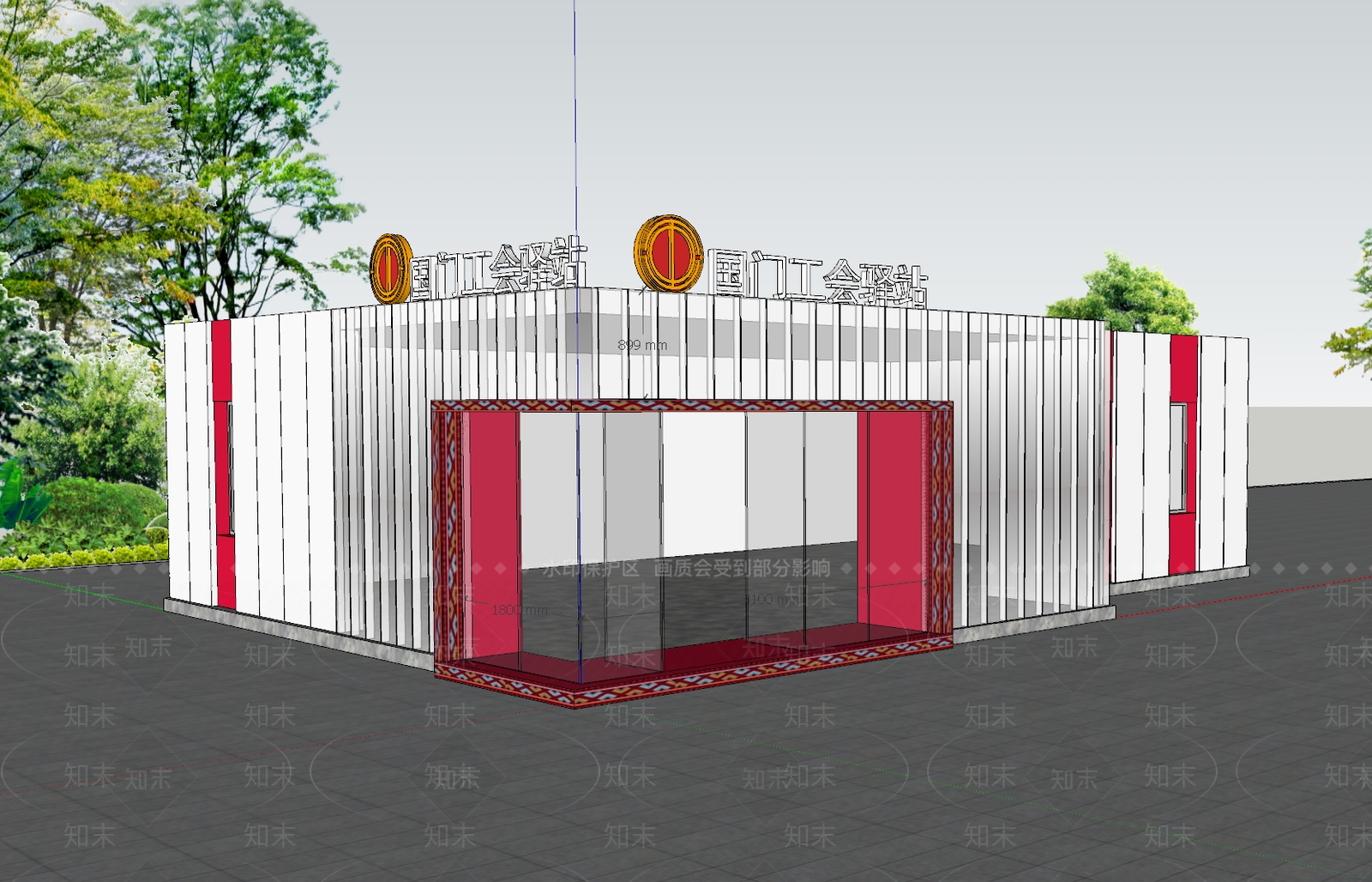 现代新中式小公建SU模型下载【ID:1192215629】