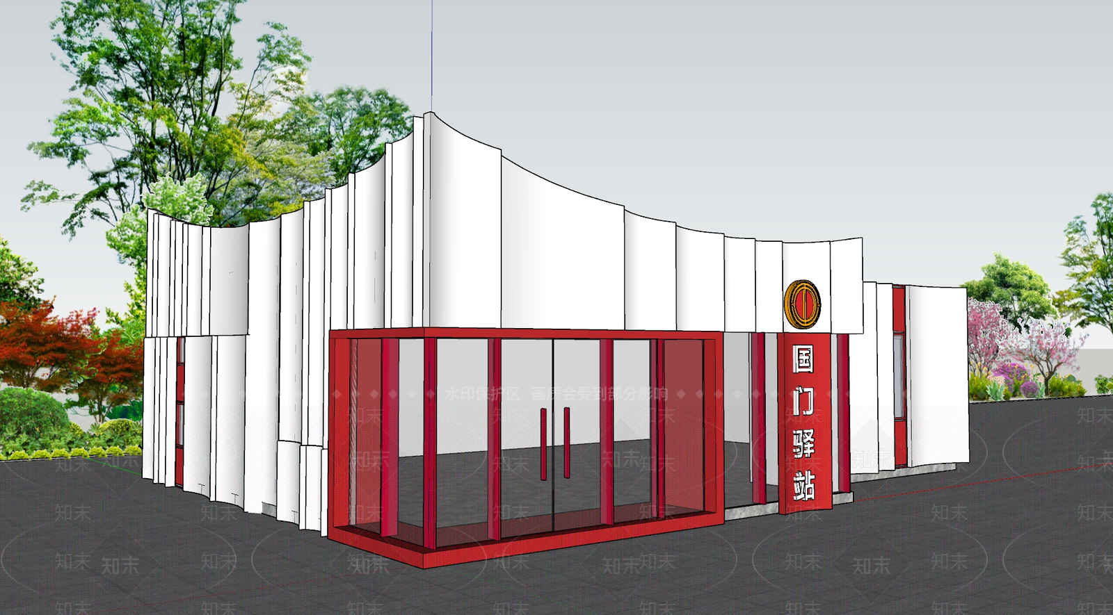 现代新中式小公建SU模型下载【ID:1192216213】