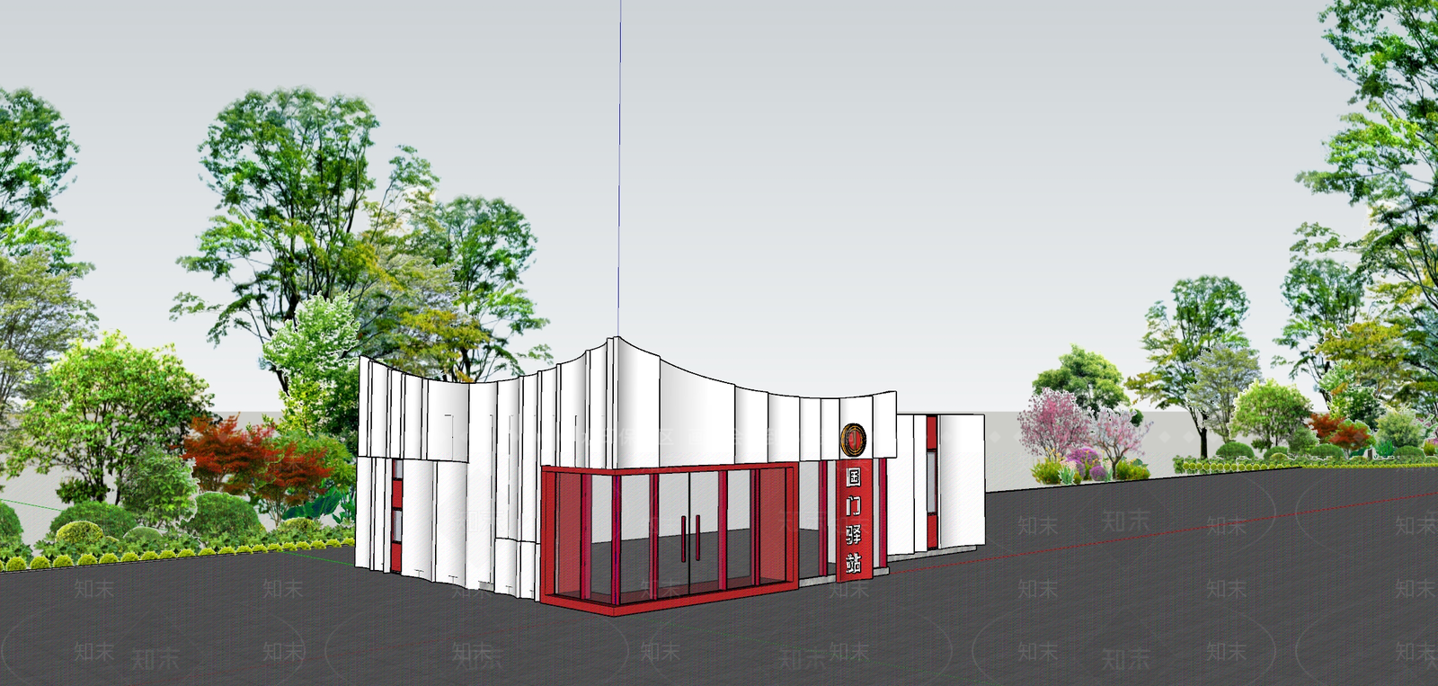 现代新中式小公建SU模型下载【ID:1192216213】